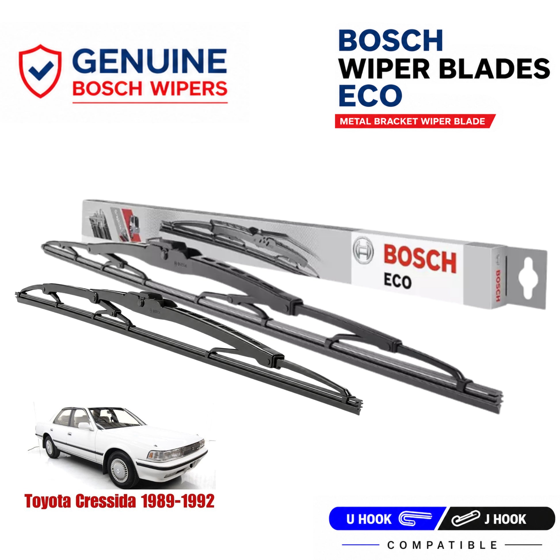 Bosch Genuine metal front wiper set for Toyota Cressida 1989-1992, pair of two