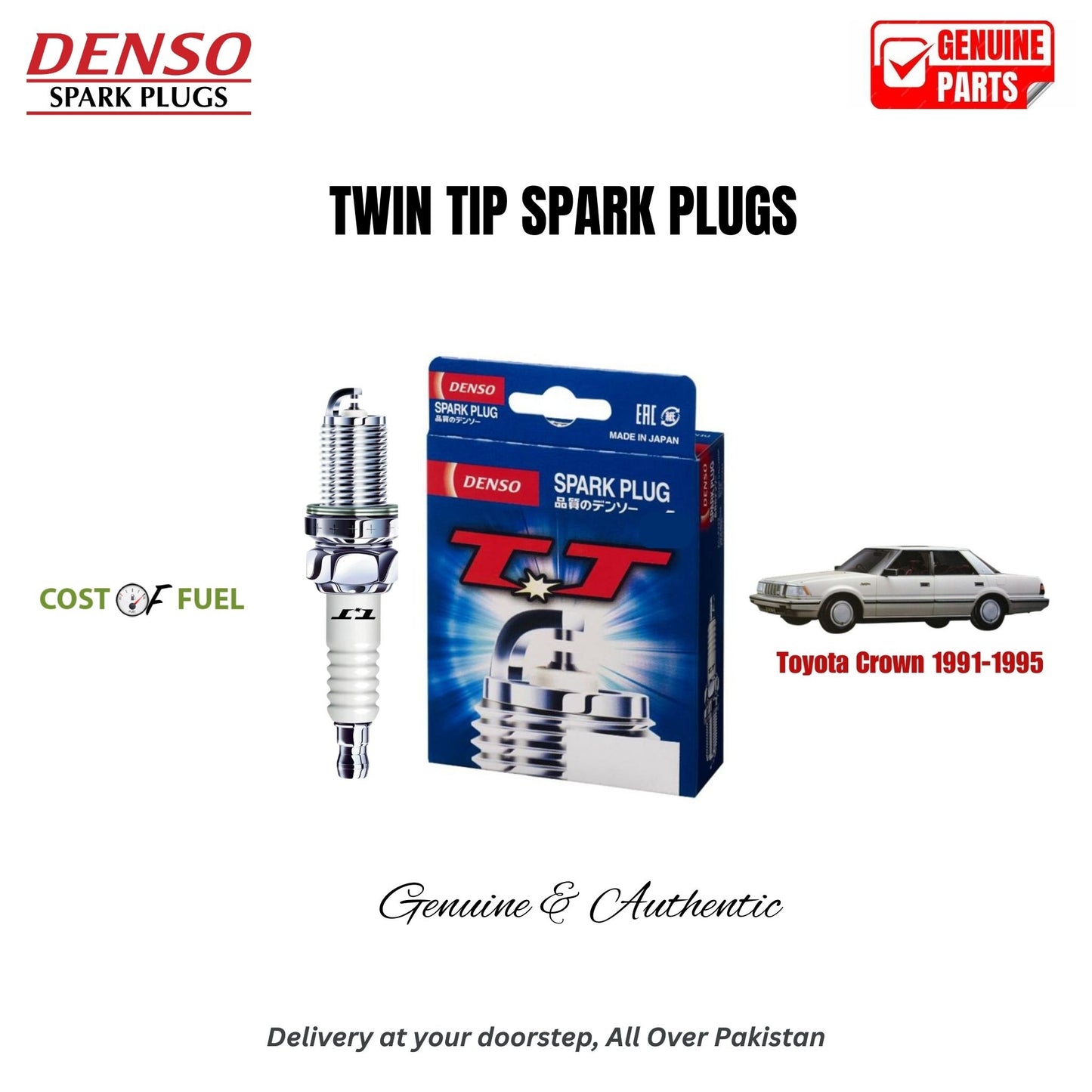 Toyota Crown 1991-1995 DENSO Twin Tip Spark Plugs 4pcs in Pakistan – genuine replacement, better mileage and smooth performance