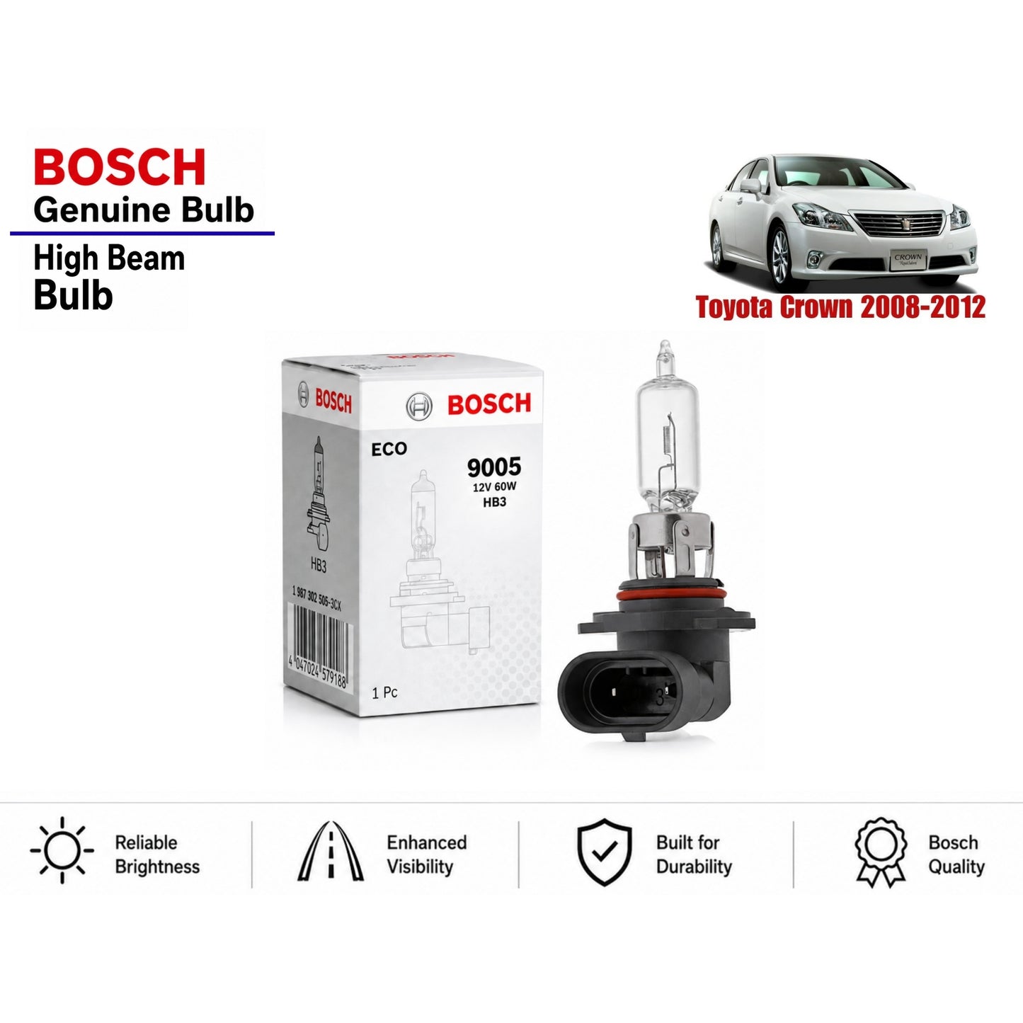 Toyota Crown 2008-2012 High Beam Headlight Bulb Bosch in Pakistan