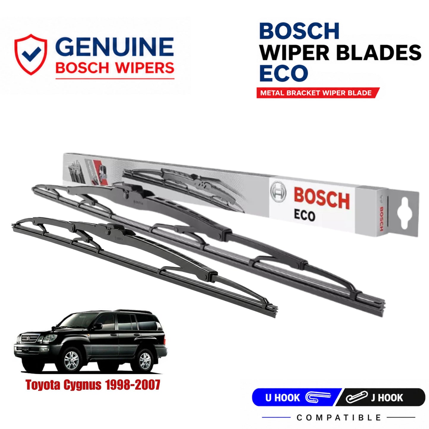 Bosch Genuine metal front wiper set for Toyota Cygnus 1998-2007, pair of two