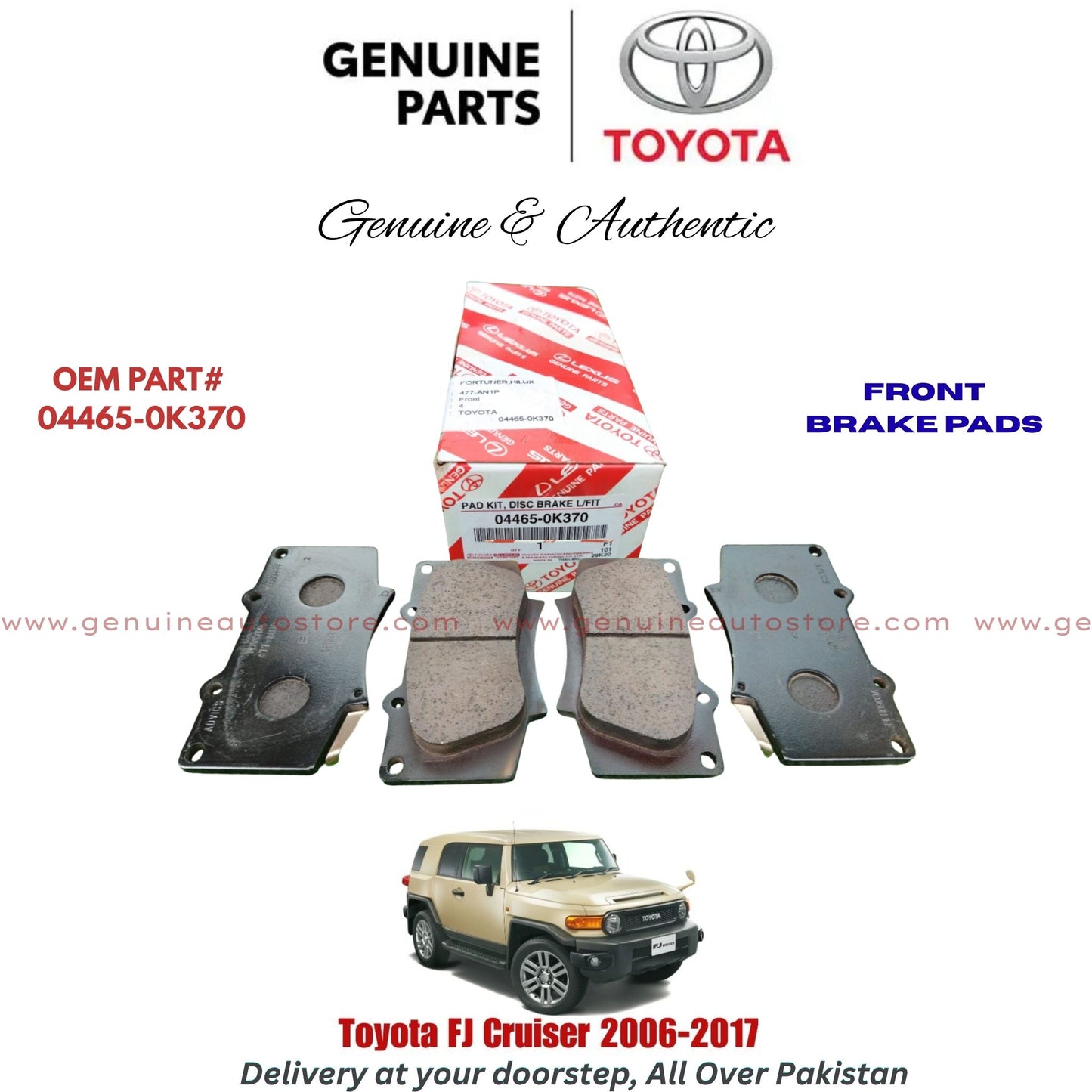 Toyota Fj Cruiser 2006-2017 Genuine Front Brake Pads 04465-0K370 Pakistan