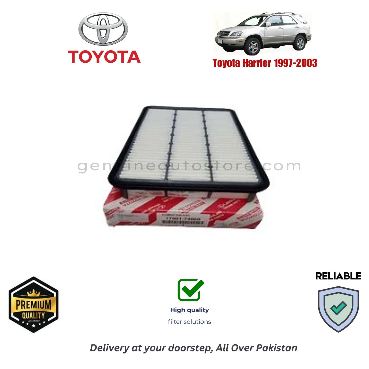  Toyota Harrier 1997-2003  Air Filter Premium Quality in Pakistan, 100% Genuine, Reliable, Best Price, Cash on Delivery 