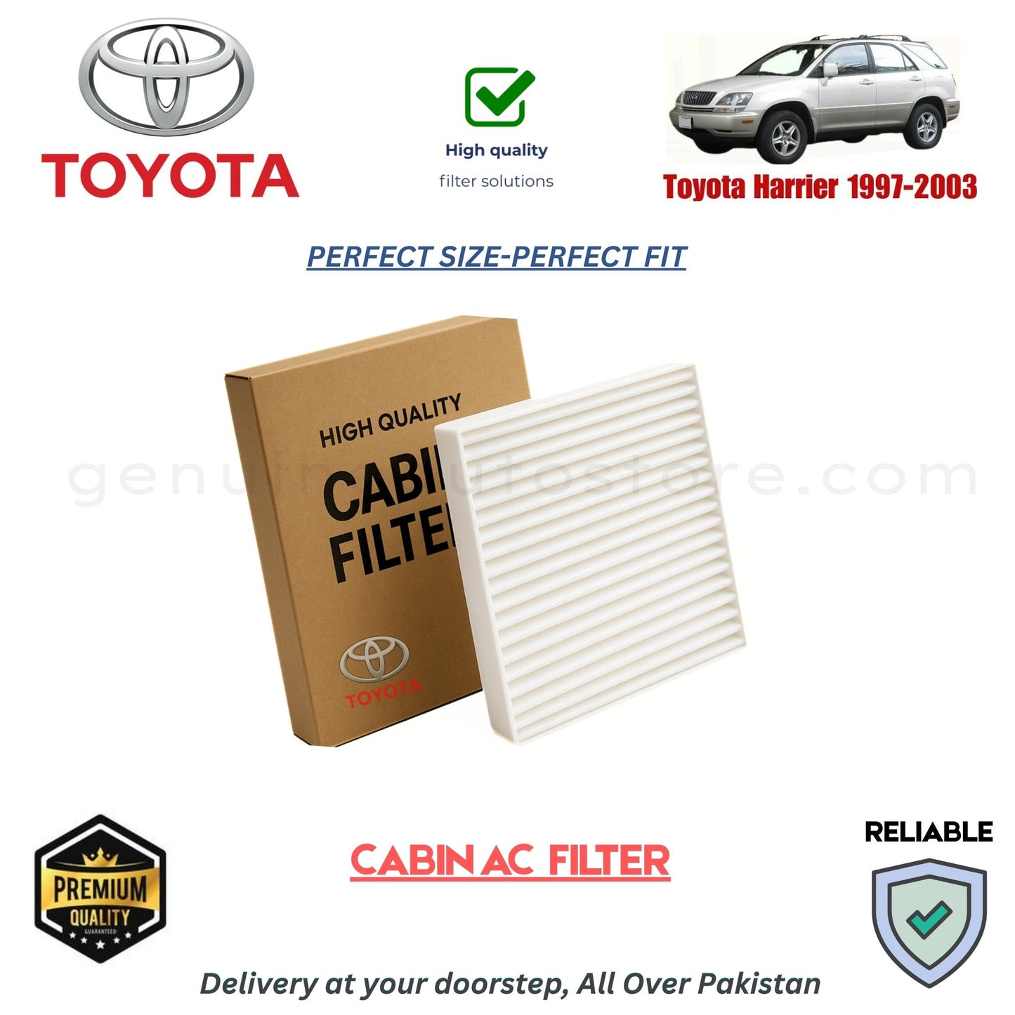 Toyota Harrier 1997-2003 CABIN AC FILTER in Pakistan. 100% Genuine, Reliable, Best Price, Cash on Delivery Available 