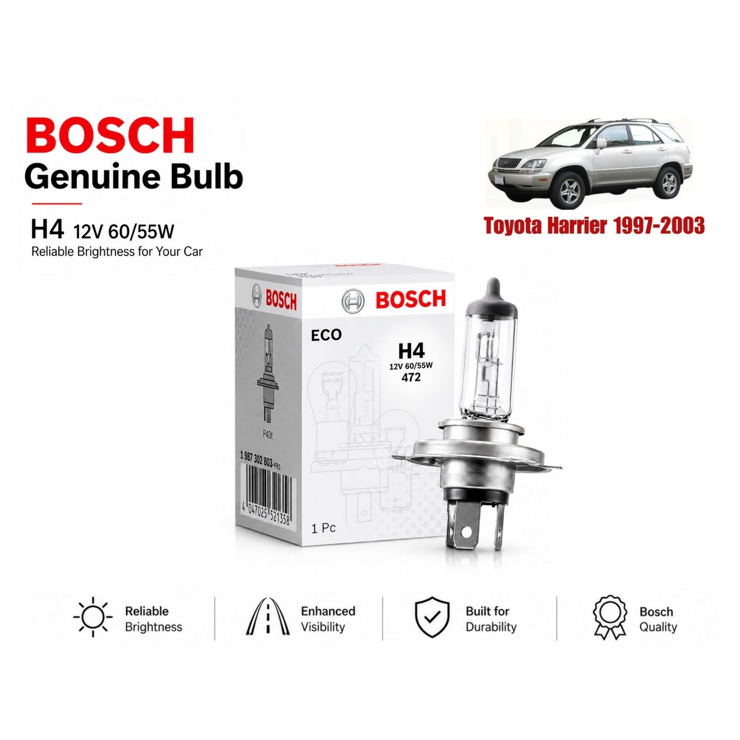 Toyota Harrier 1997-2003 Headlight Bulb Bosch in Pakistan