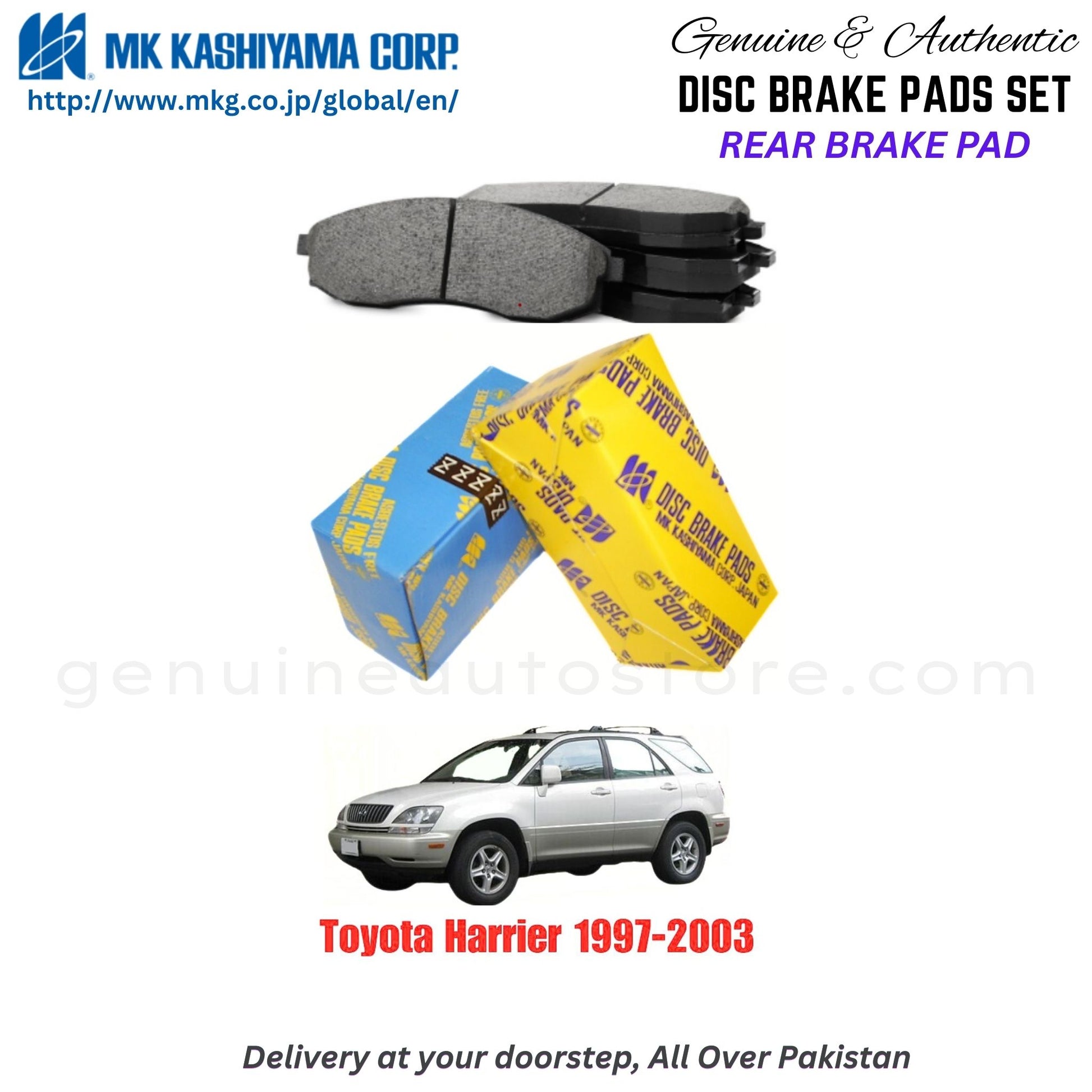 Toyota Harrier 1997-2003  Rear Brake Pads MK Japan in Pakistan. 100% Genuine, Reliable, Best Price, Cash on Delivery Available