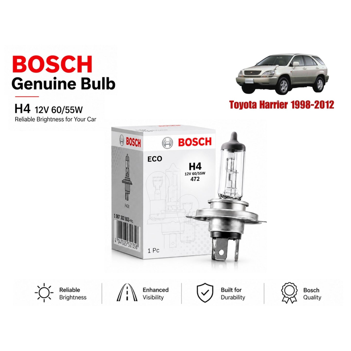 Toyota Harrier 1998-2012 Headlight Bulb Bosch in Pakistan