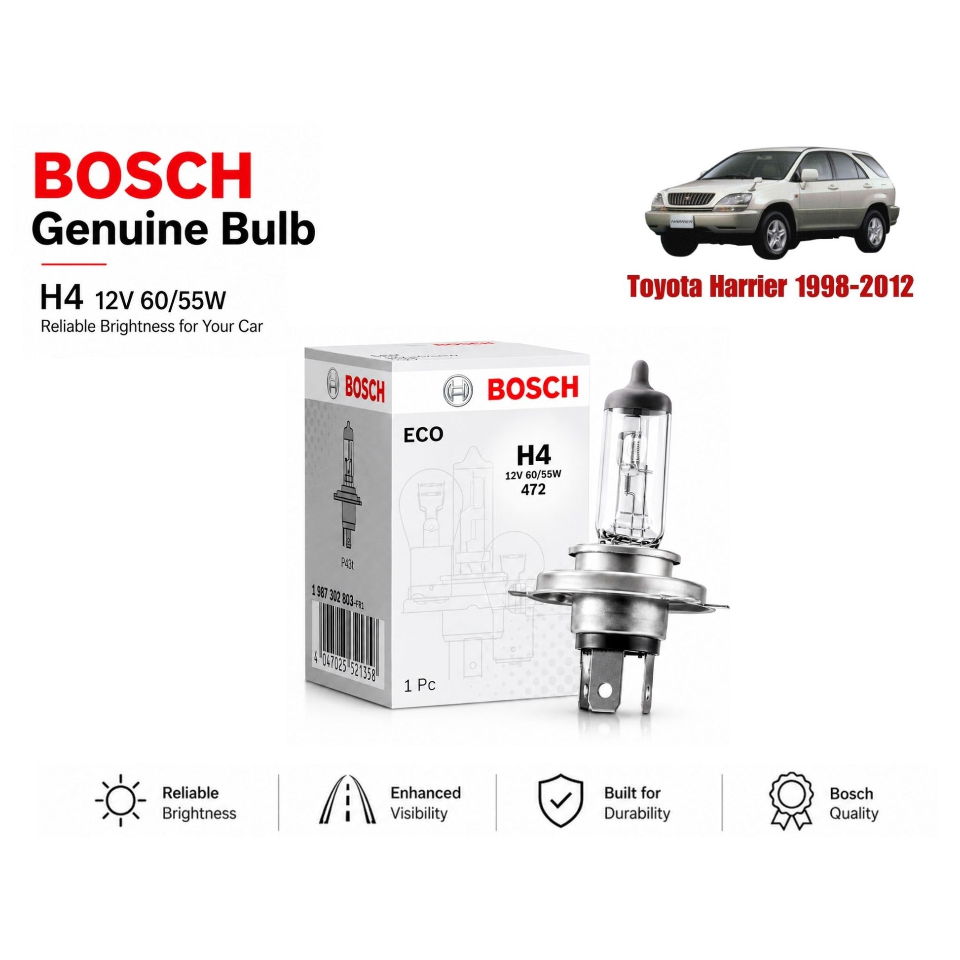 Toyota Harrier 1998-2012 Headlight Bulb Bosch in Pakistan