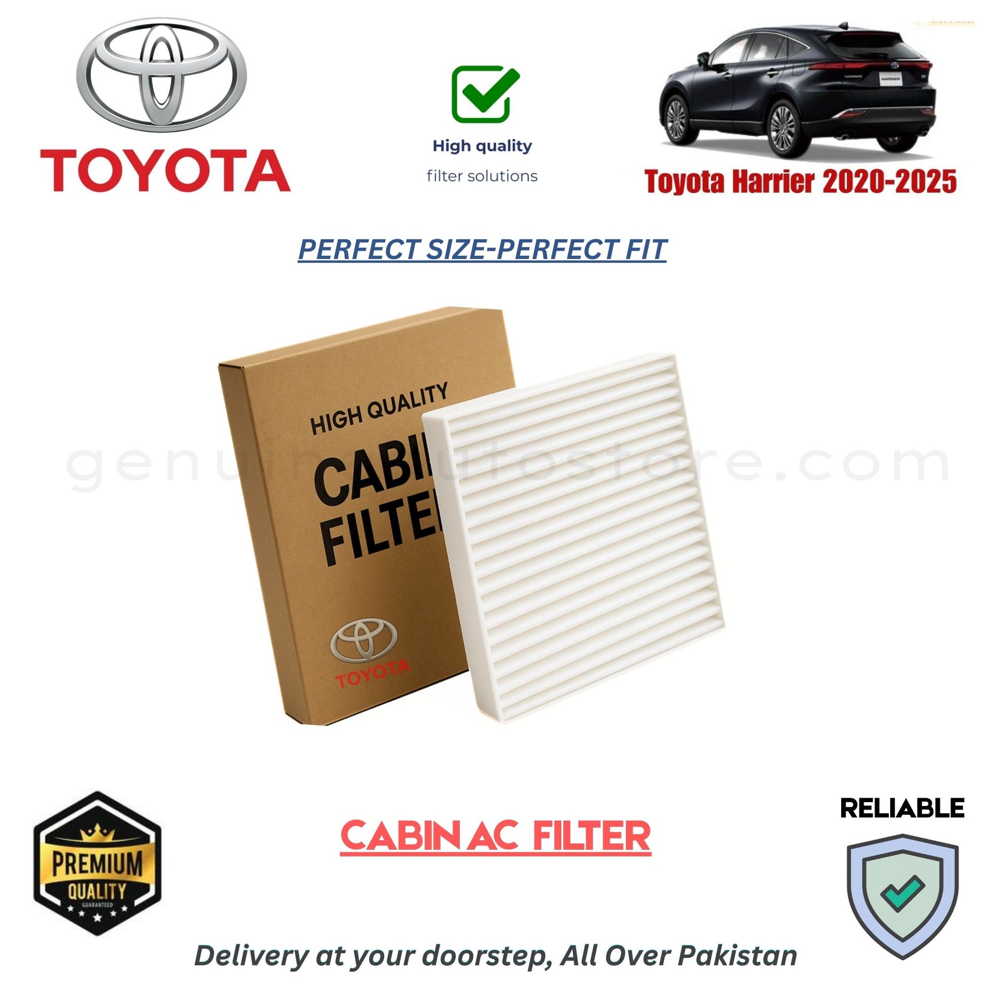 Toyota Harrier 2020-2025 CABIN AC FILTER in Pakistan. 100% Genuine, Reliable, Best Price, Cash on Delivery Available 