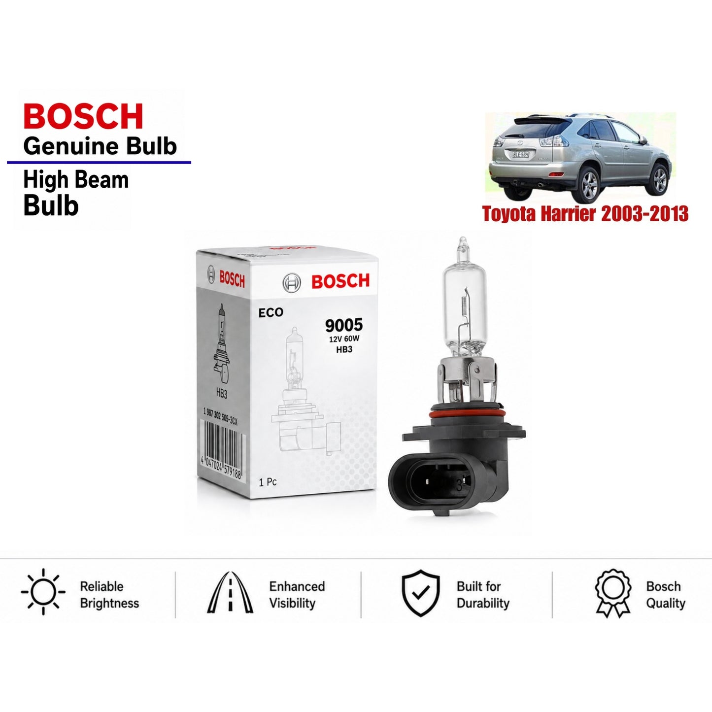 Toyota Herrier 2003-2013 High Beam Headlight Bulb Bosch in Pakistan