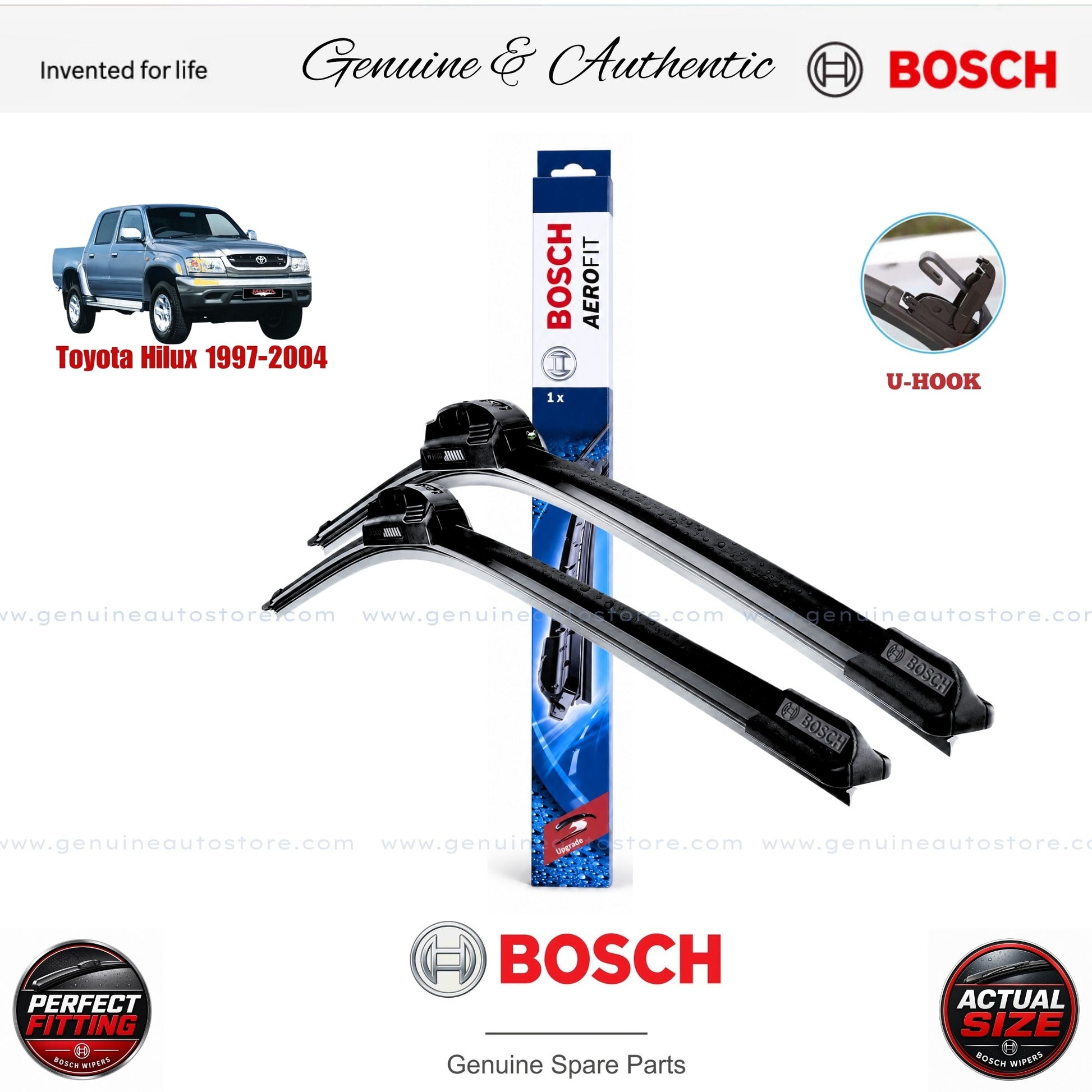 Toyota Hilux 1997-2004 Bosch Genuine Front Wiper Blade Set Pakistan
