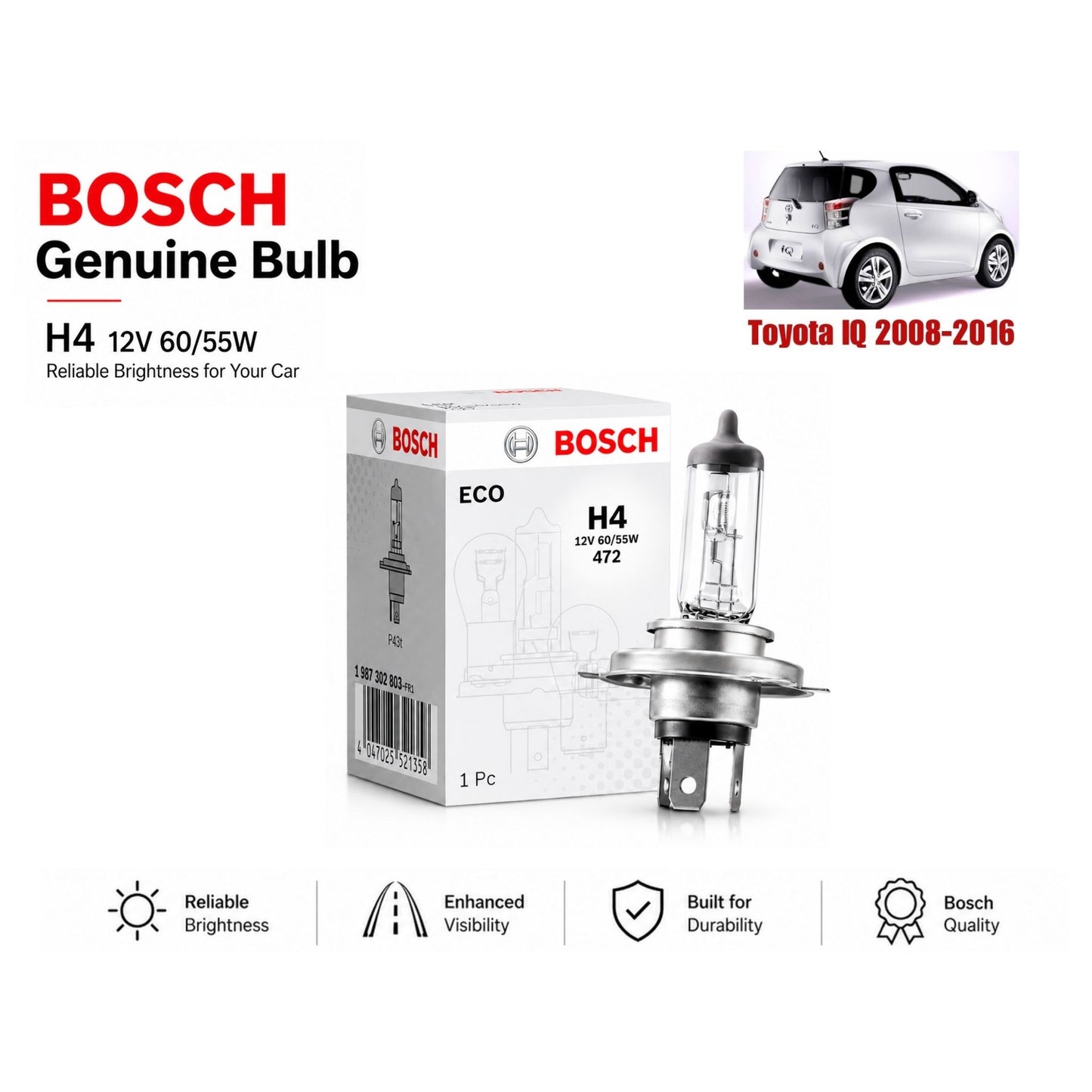 Toyota Iq 2008-2016 Headlight Bulb Bosch in Pakistan