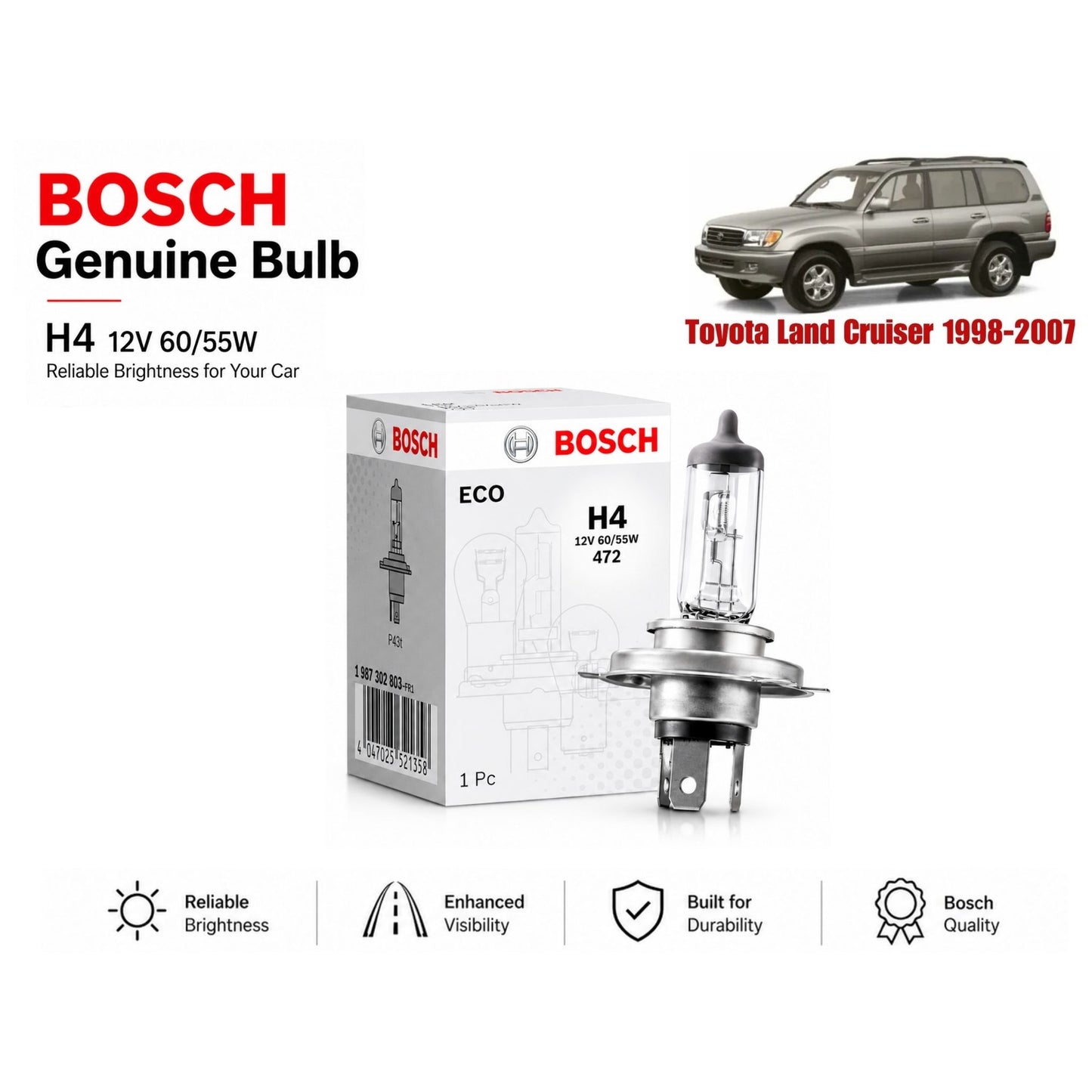 Toyota Land Cruiser 1998-2007 Headlight Bulb Bosch in Pakistan