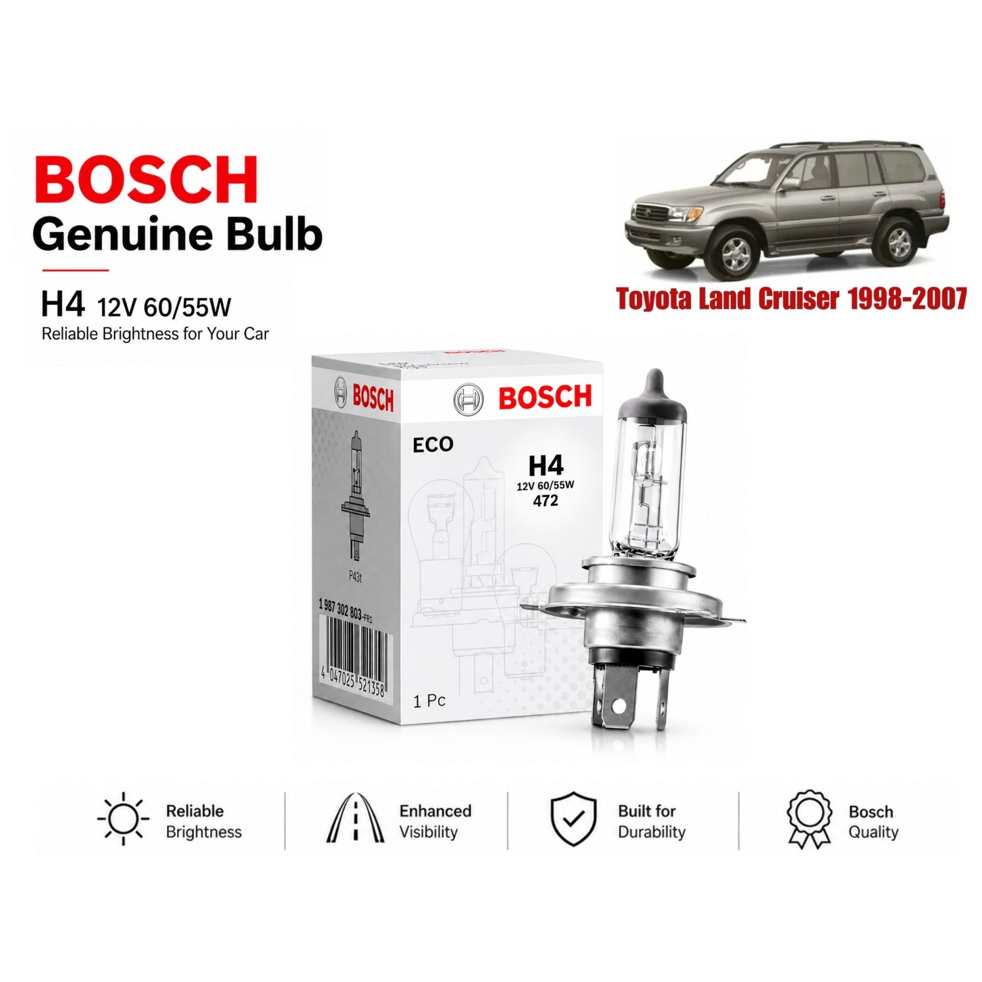 Toyota Land Cruiser 1998-2007 Headlight Bulb Bosch in Pakistan