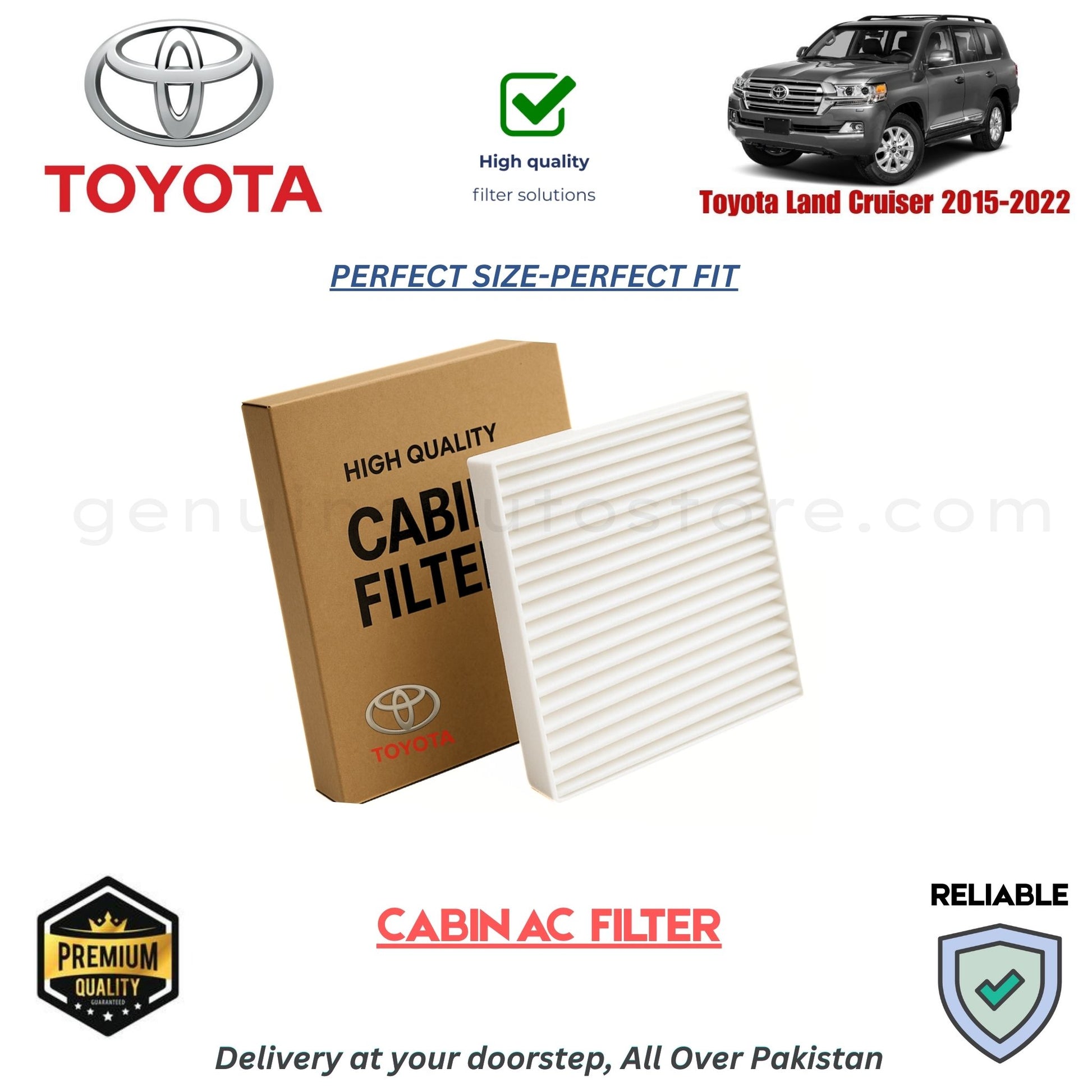 Toyota Land Cruiser 2015-2022 CABIN AC FILTER in Pakistan. 100% Genuine, Reliable, Best Price, Cash on Delivery Available 