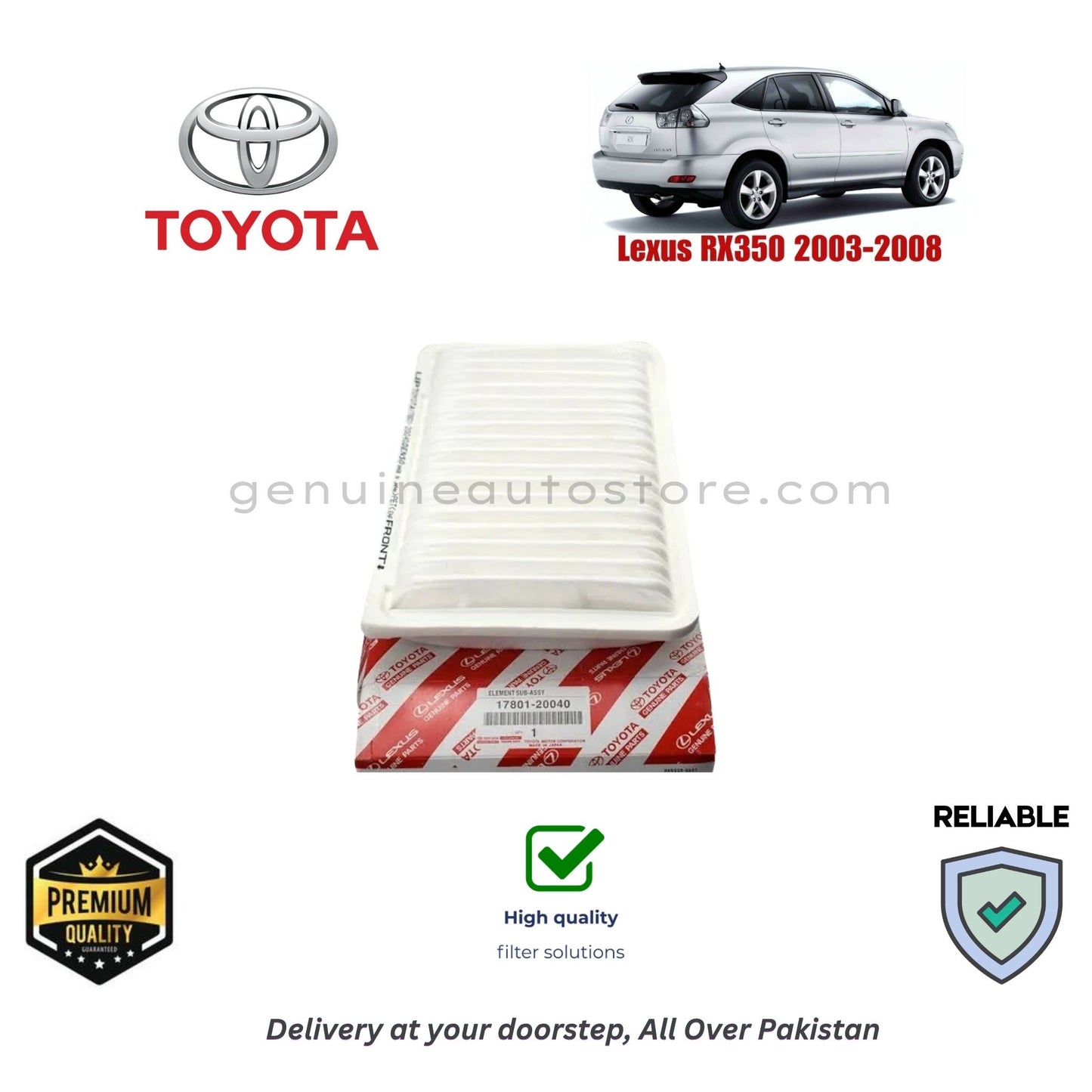 Toyota Lexus RX 350 2003-2008 Air Filter Premium Quality in Pakistan, 100% Genuine, Reliable, Best Price, Cash on Delivery 