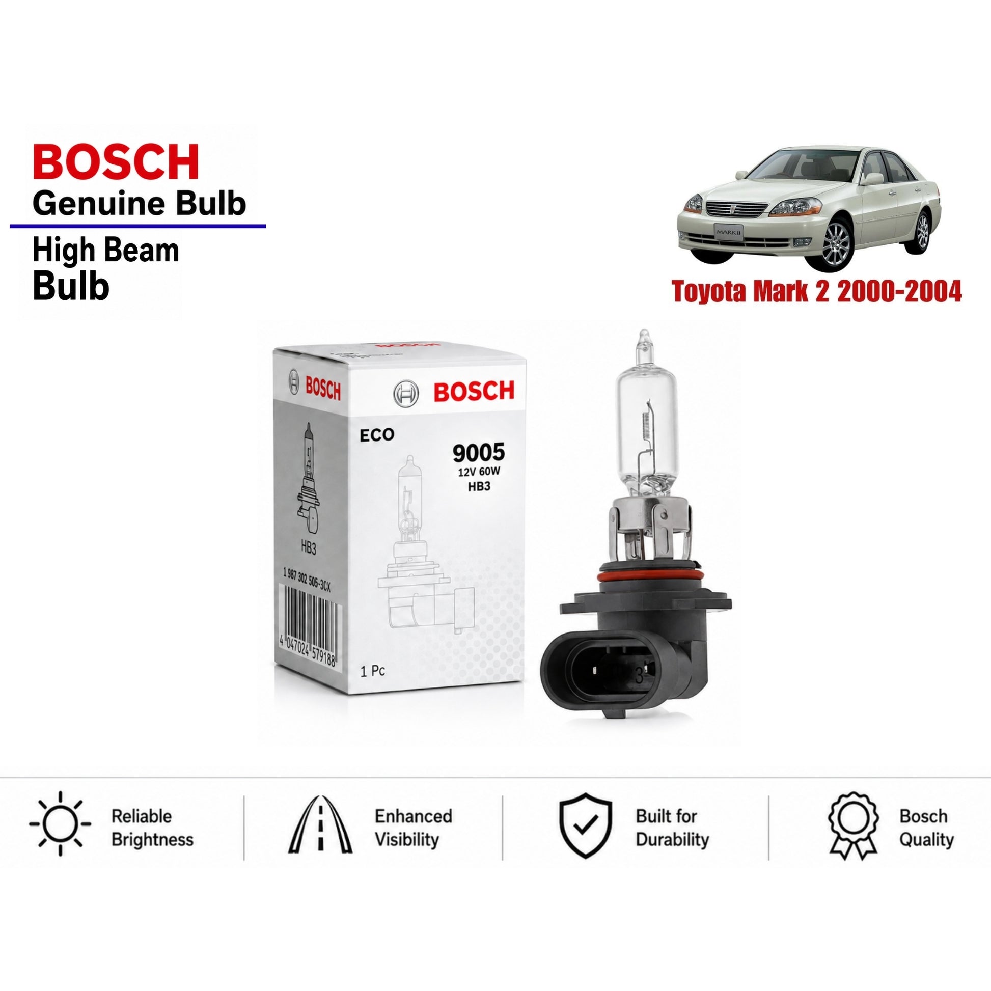 Toyota Mark 2 2000-2004 High Beam Headlight Bulb Bosch in Pakistan