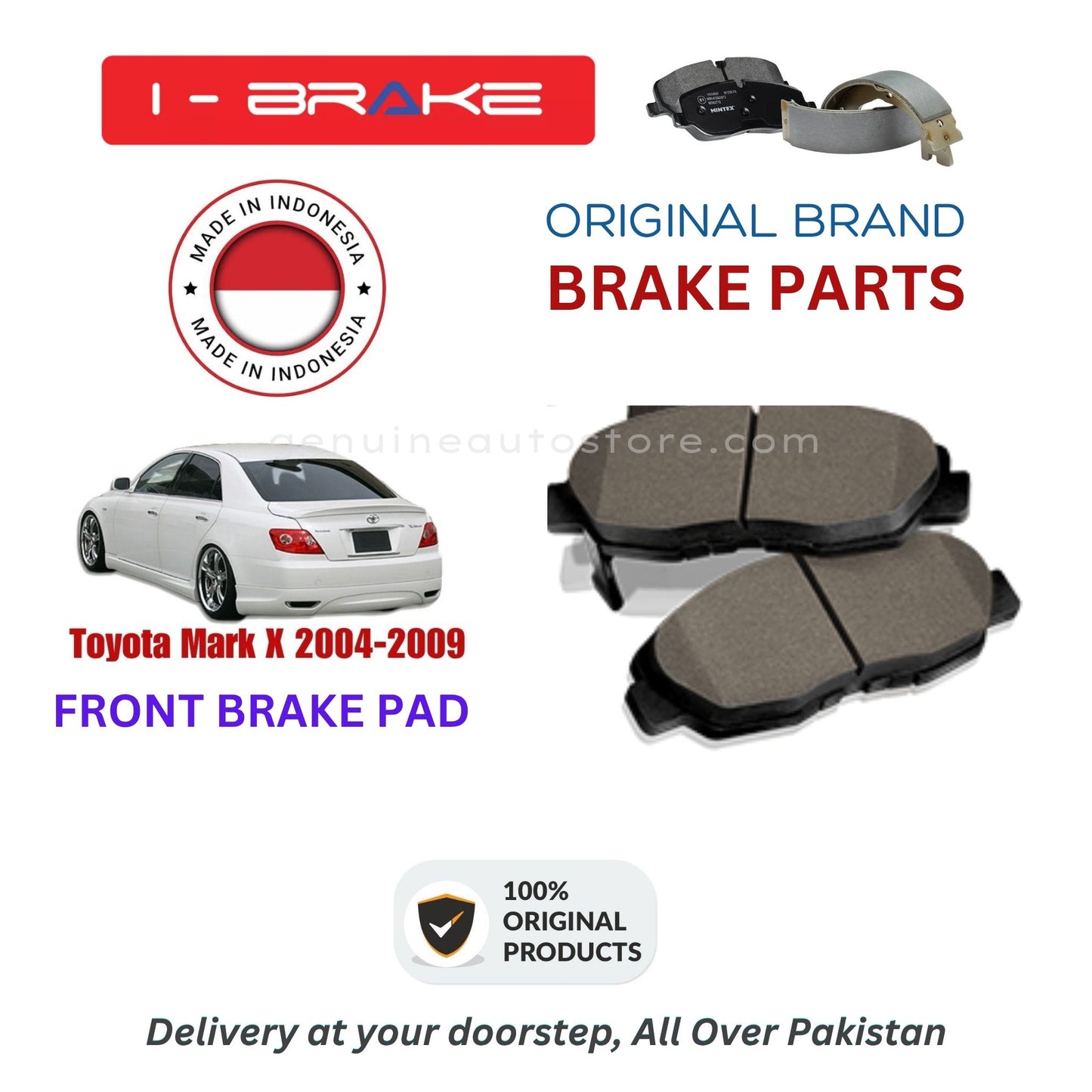 Toyota Mark X 2004-2009 Front Brake Pads iBrake Indonesia Genuine
