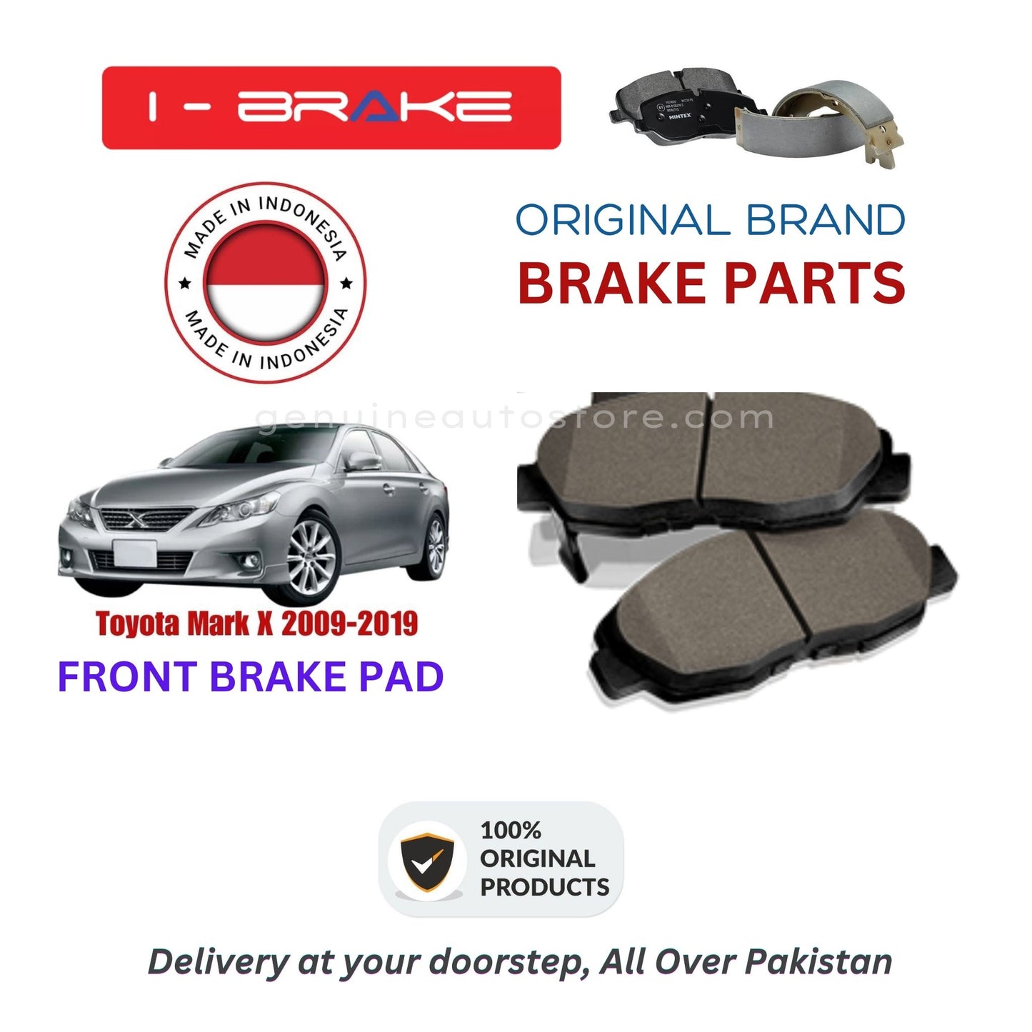 Toyota Mark X 2009-2019 Front Brake Pads iBrake Indonesia Genuine