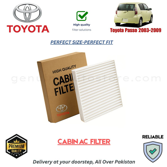 Toyota Passo 2003-2009 CABIN AC FILTER in Pakistan. 100% Genuine, Reliable, Best Price, Cash on Delivery Available 