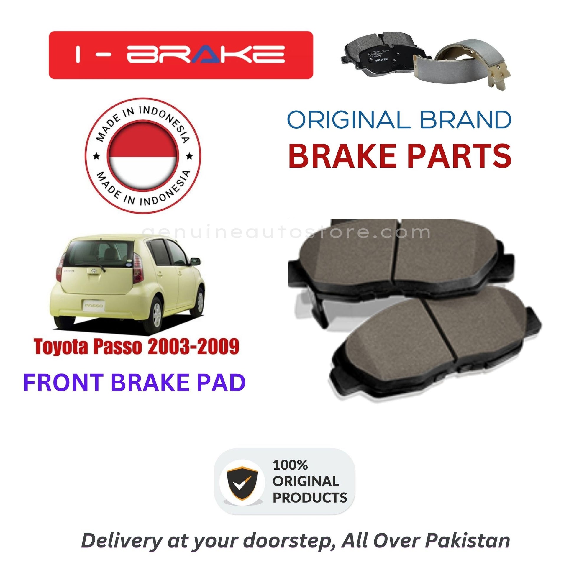 Toyota Passo 2003-2009 Front Brake Pads iBrake Indonesia Genuine