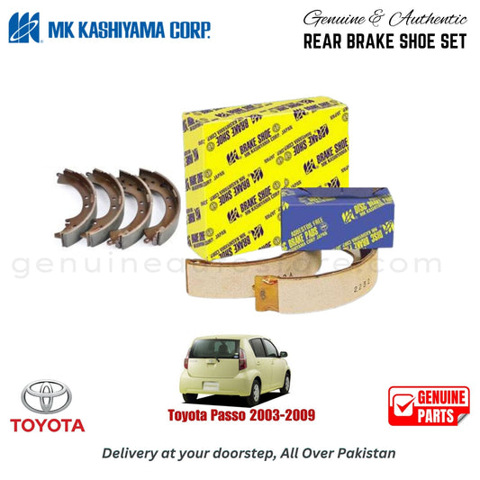 Toyota Passo 2003-2009 MK JAPAN REAR BRAKE SHOE SET in Pakistan. 100% Genuine, Reliable, Best Price, Cash on Delivery Available