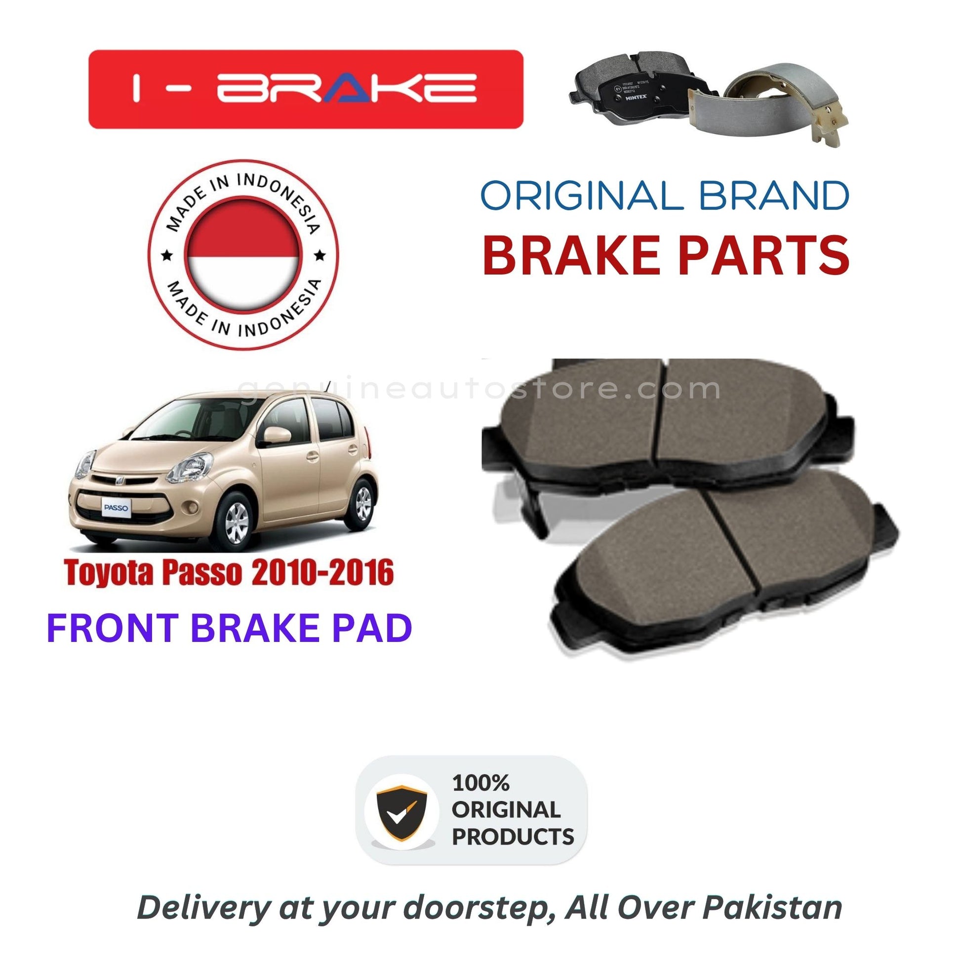 Toyota Passo 2010-2016 Front Brake Pads iBrake Indonesia Genuine