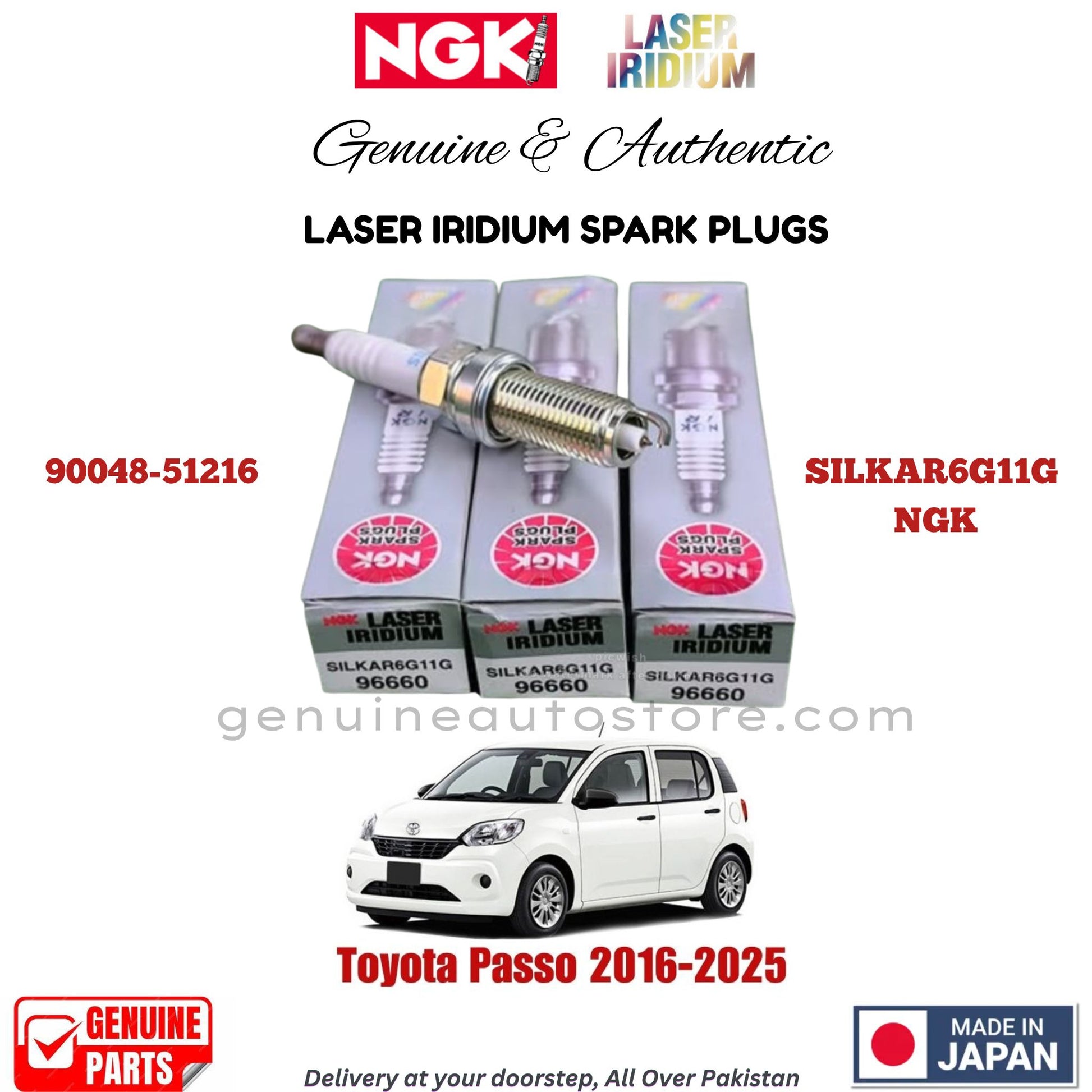 Toyota Passo 2016-2025_LASER_IRIDIUM_SPARK_PLUG_NGK_3_Pieces_in_pakistan