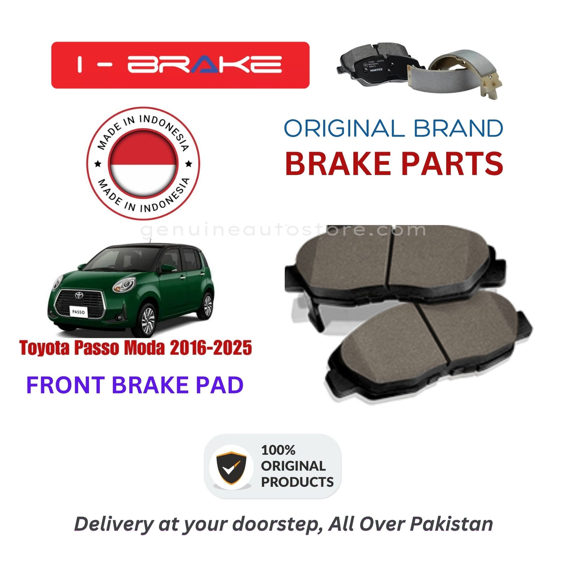 Toyota Passo Moda 2016-2025 Front Brake Pads iBrake Indonesia Genuine