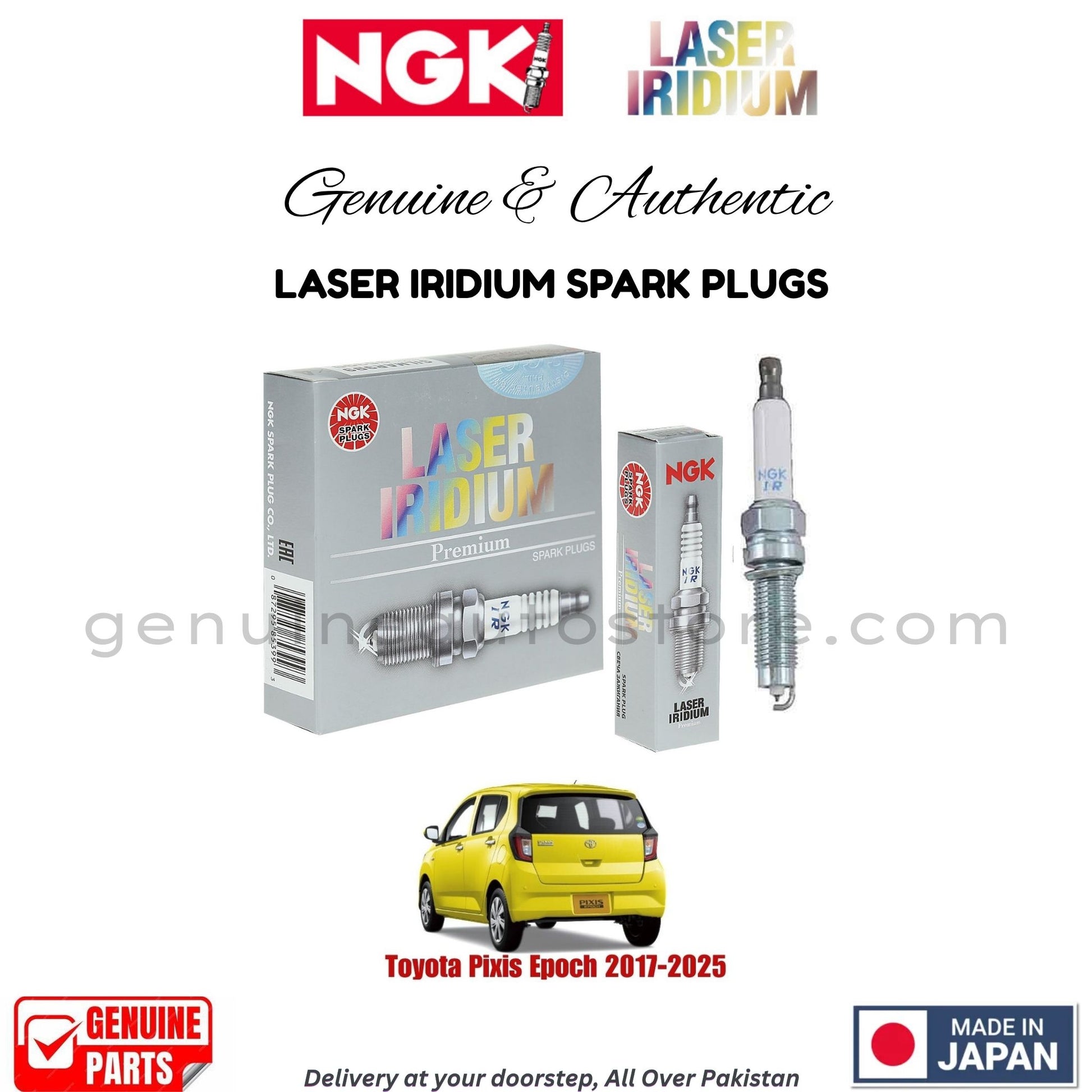 Toyota Pixis Epoch 2017-2025 NGK LASER IRIDIUM SPARK PLUGS in Pakistan. 100% Genuine, Reliable, Best Price, Cash on Delivery Available