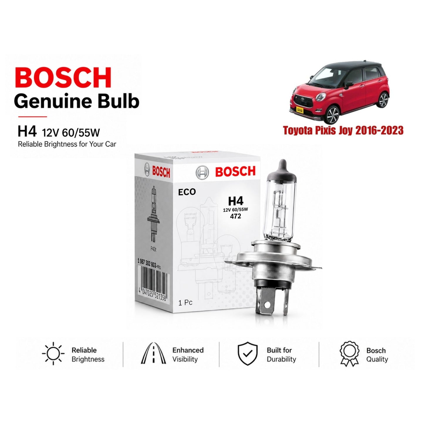 Toyota Pixis Joy 2016-2023 Headlight Bulb Bosch in Pakistan 