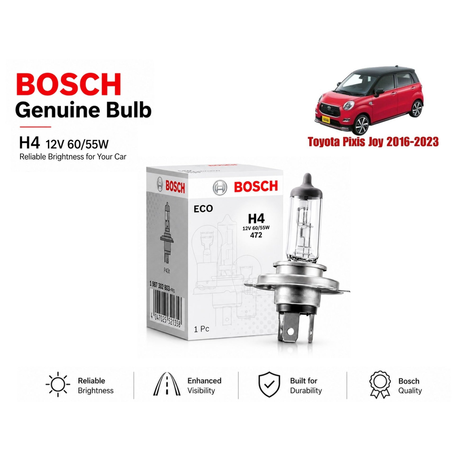 Toyota Pixis Joy 2016-2023 Headlight Bulb Bosch in Pakistan 