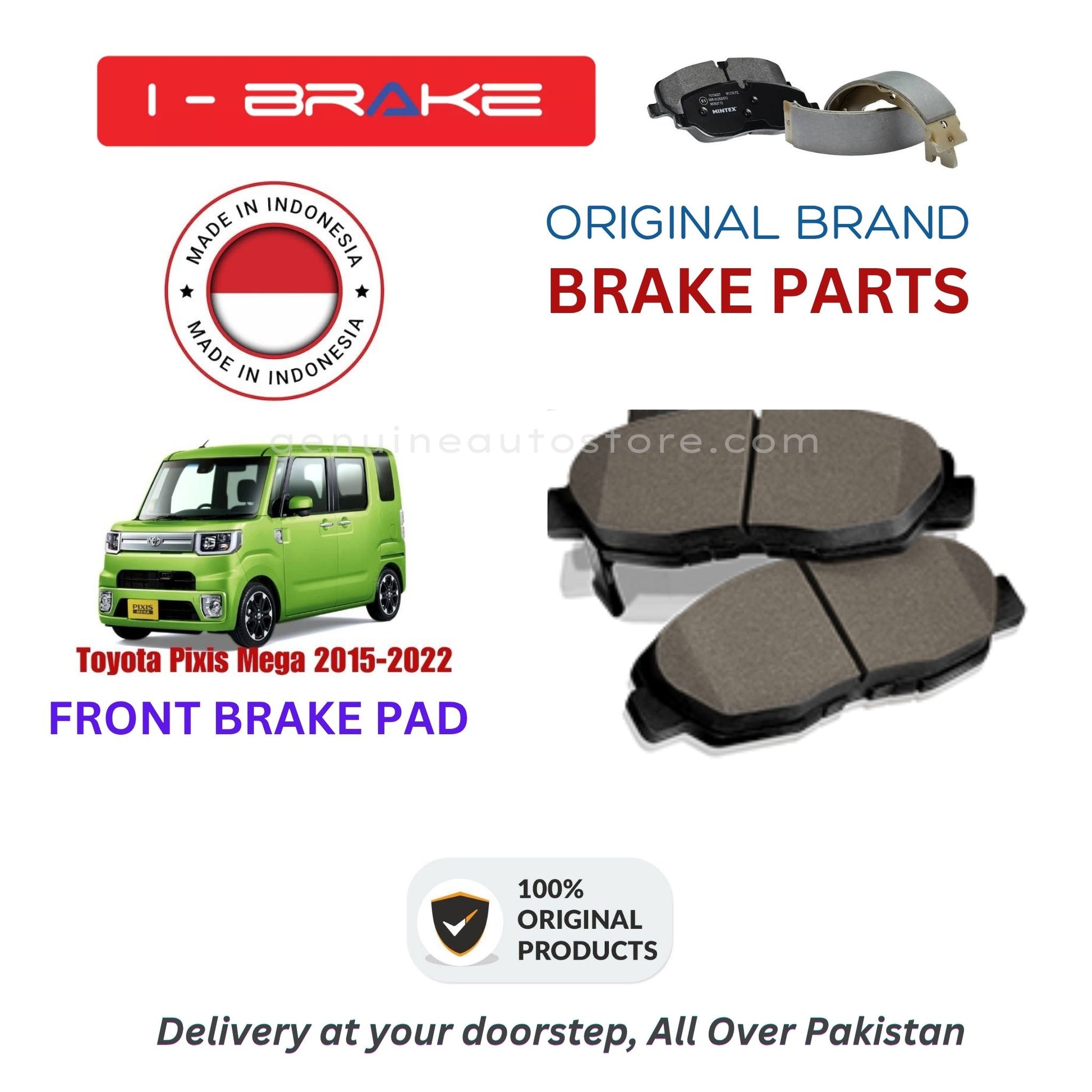 Toyota Pixis Mega 2015-2022 Front Brake Pads iBrake Indonesia Genuine

