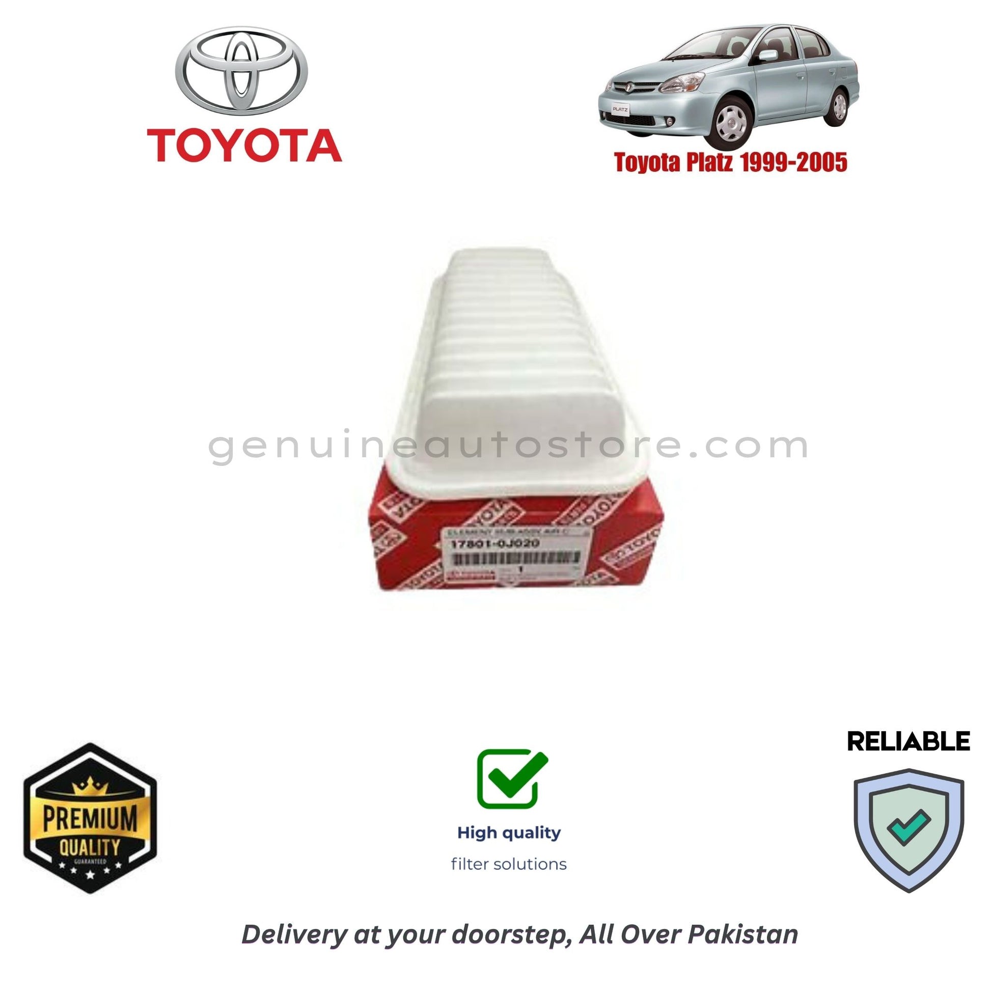 Toyota Plats 1995-2005  Air Filter Premium Quality in Pakistan, 100% Genuine, Reliable, Best Price, Cash on Delivery 