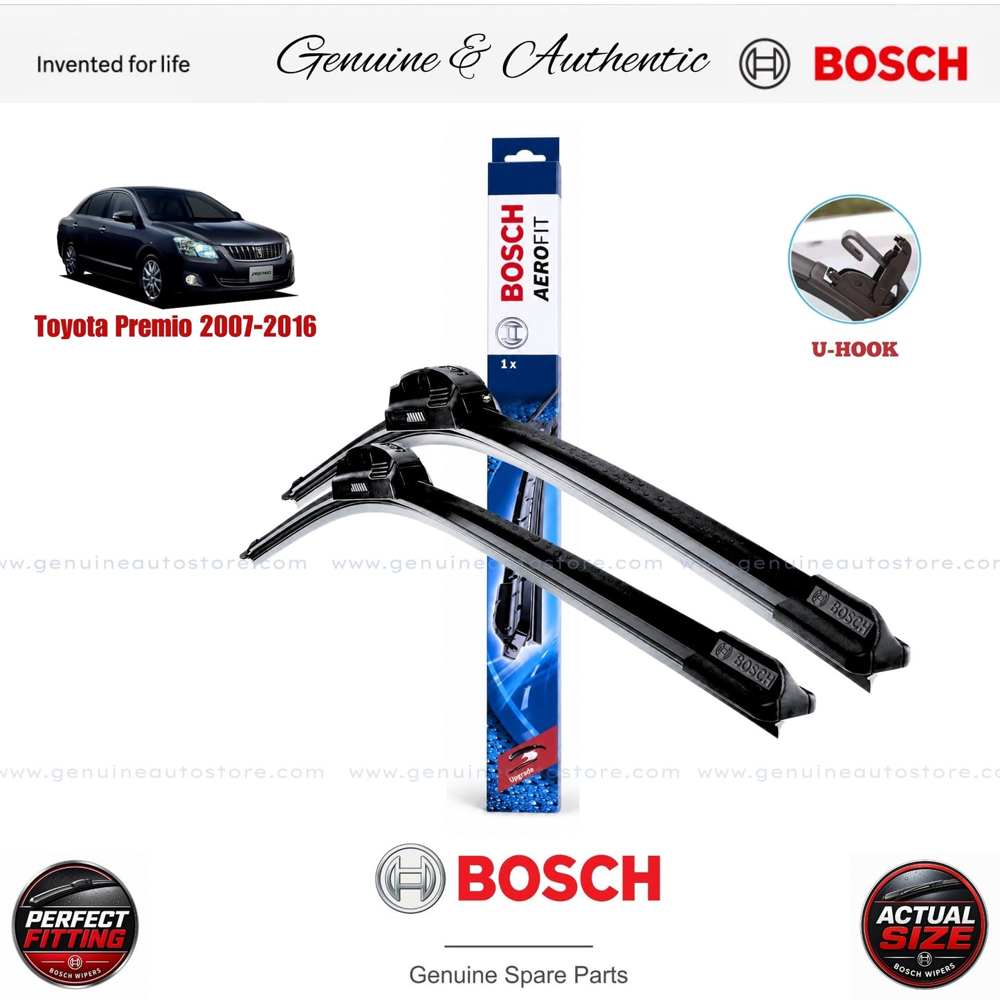 Toyota Premio 2007-2016 Bosch Genuine Front Wiper Blade Set Pakistan