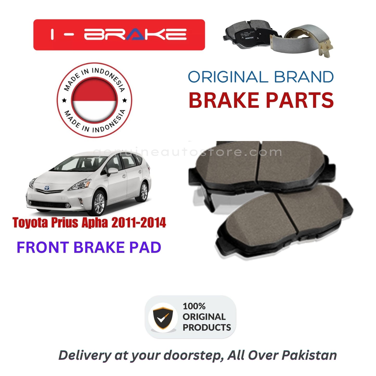 Toyota Prius Apha 2011-2014 Front Brake Pads iBrake Indonesia Genuine