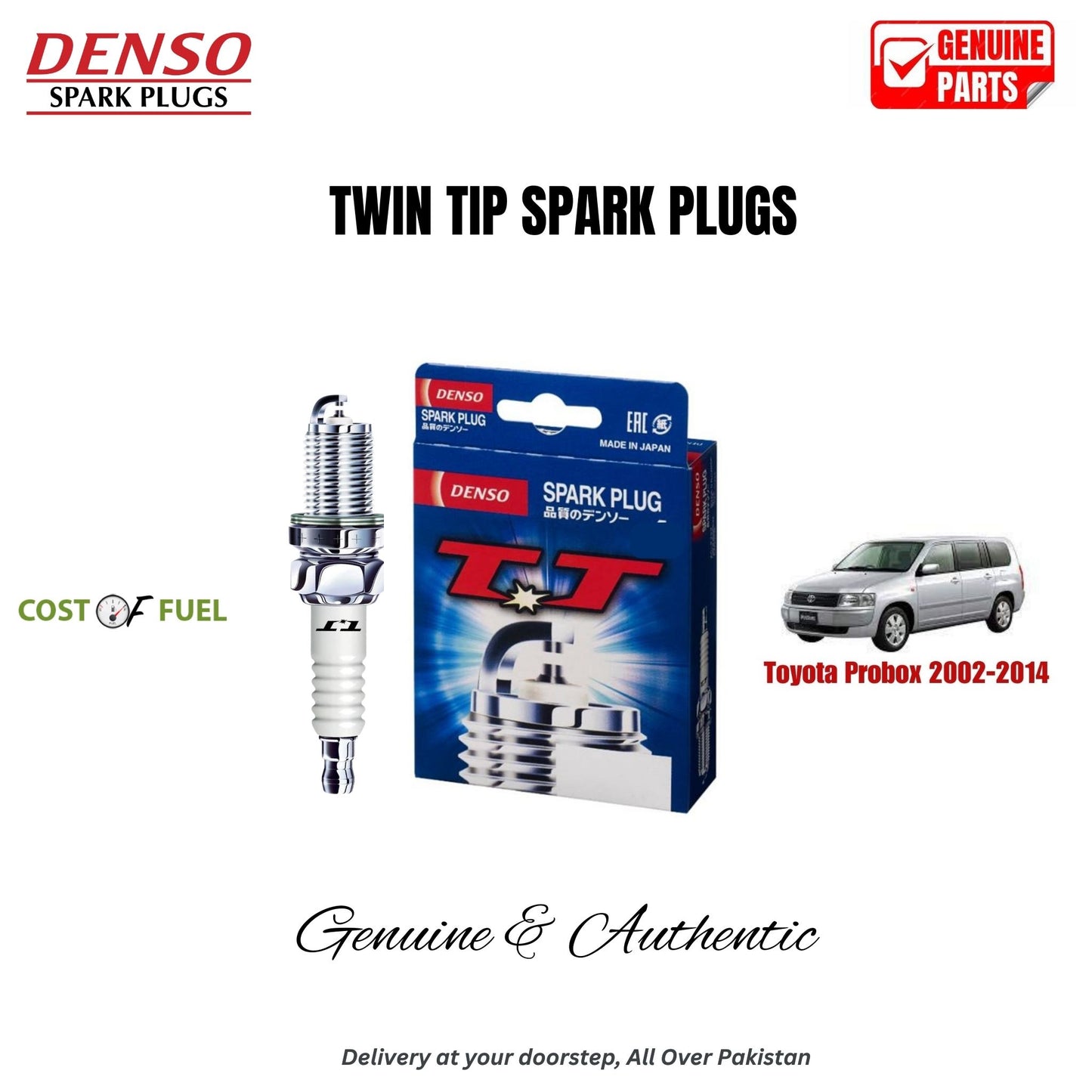 Toyota Probox 2002-2014 DENSO Twin Tip Spark Plugs 4pcs in Pakistan – genuine replacement, better mileage and smooth performance