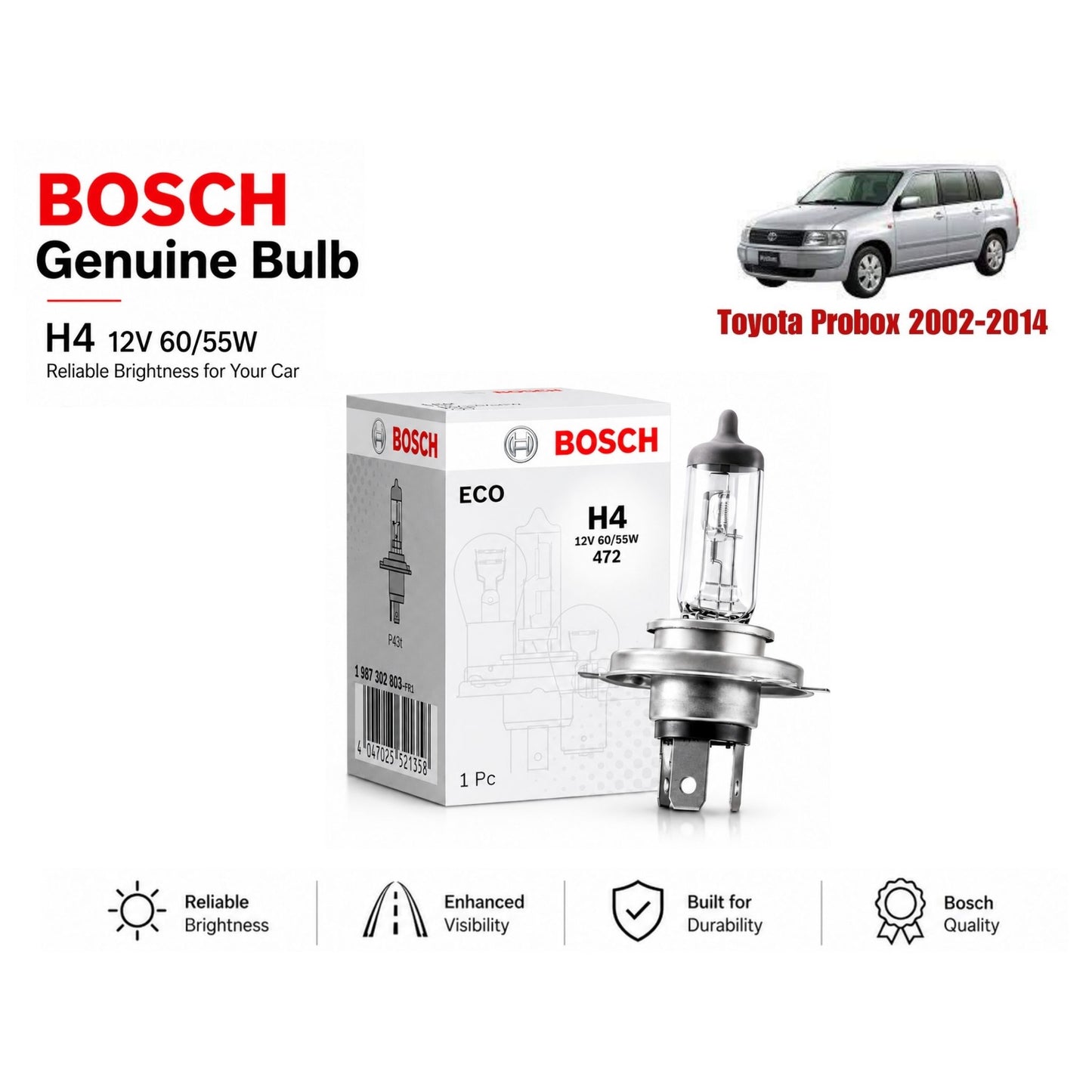 Toyota Probx 2002-2014 Headlight Bulb Bosch n Pakistan 