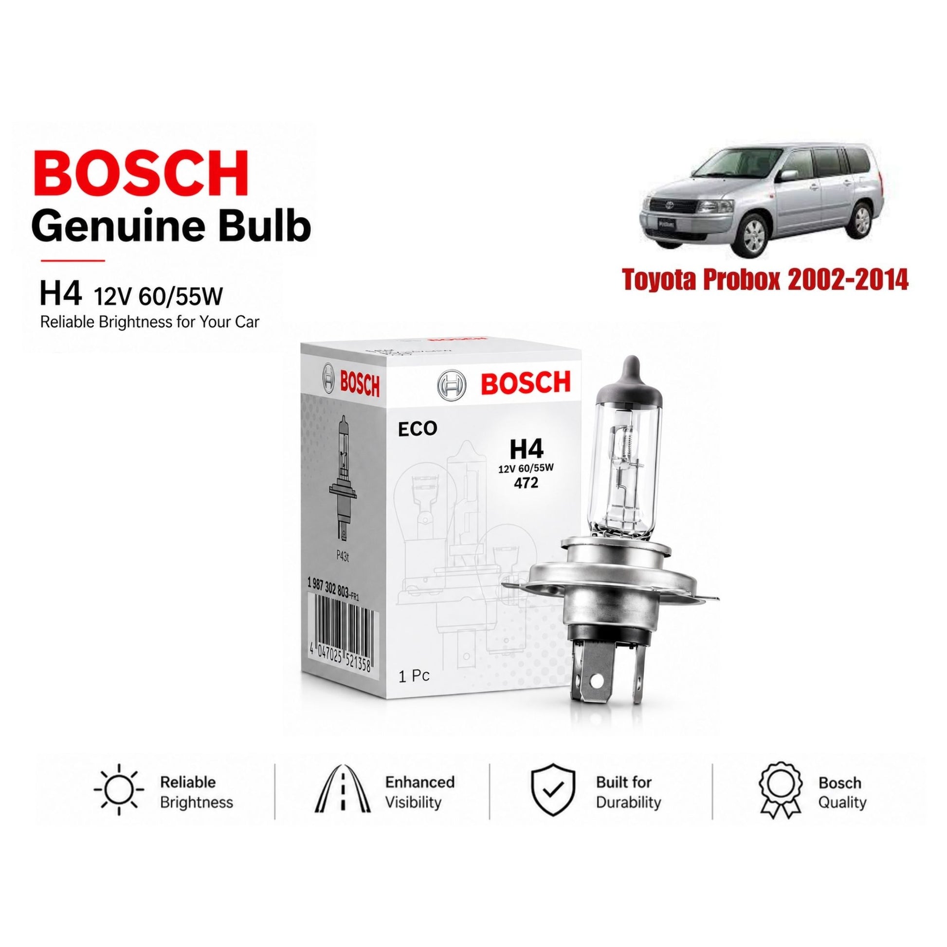 Toyota Probx 2002-2014 Headlight Bulb Bosch n Pakistan 