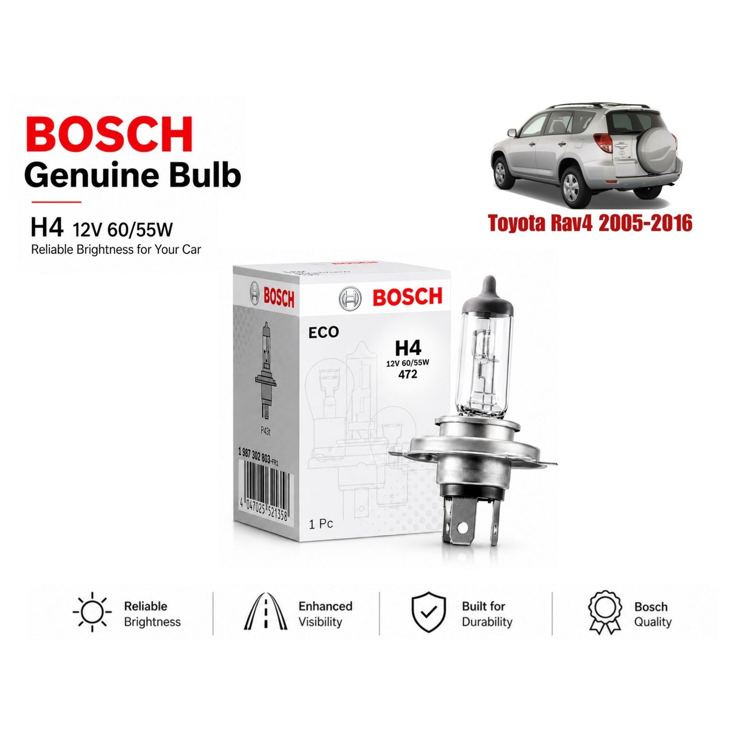 Toyota Rav4 2005-2016 Headlight Bulb Bosch in Pakistan 