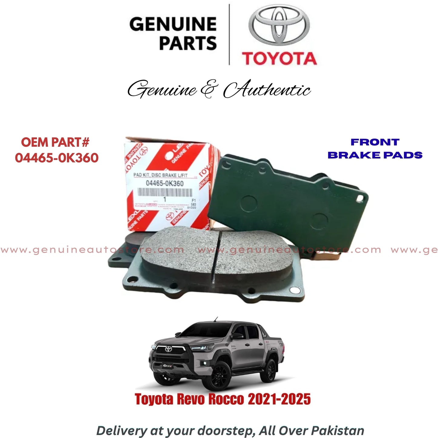 Toyota Revo Rocco 2021-2025 Genuine Front Brake Pads 04465-0K360 Pakistan