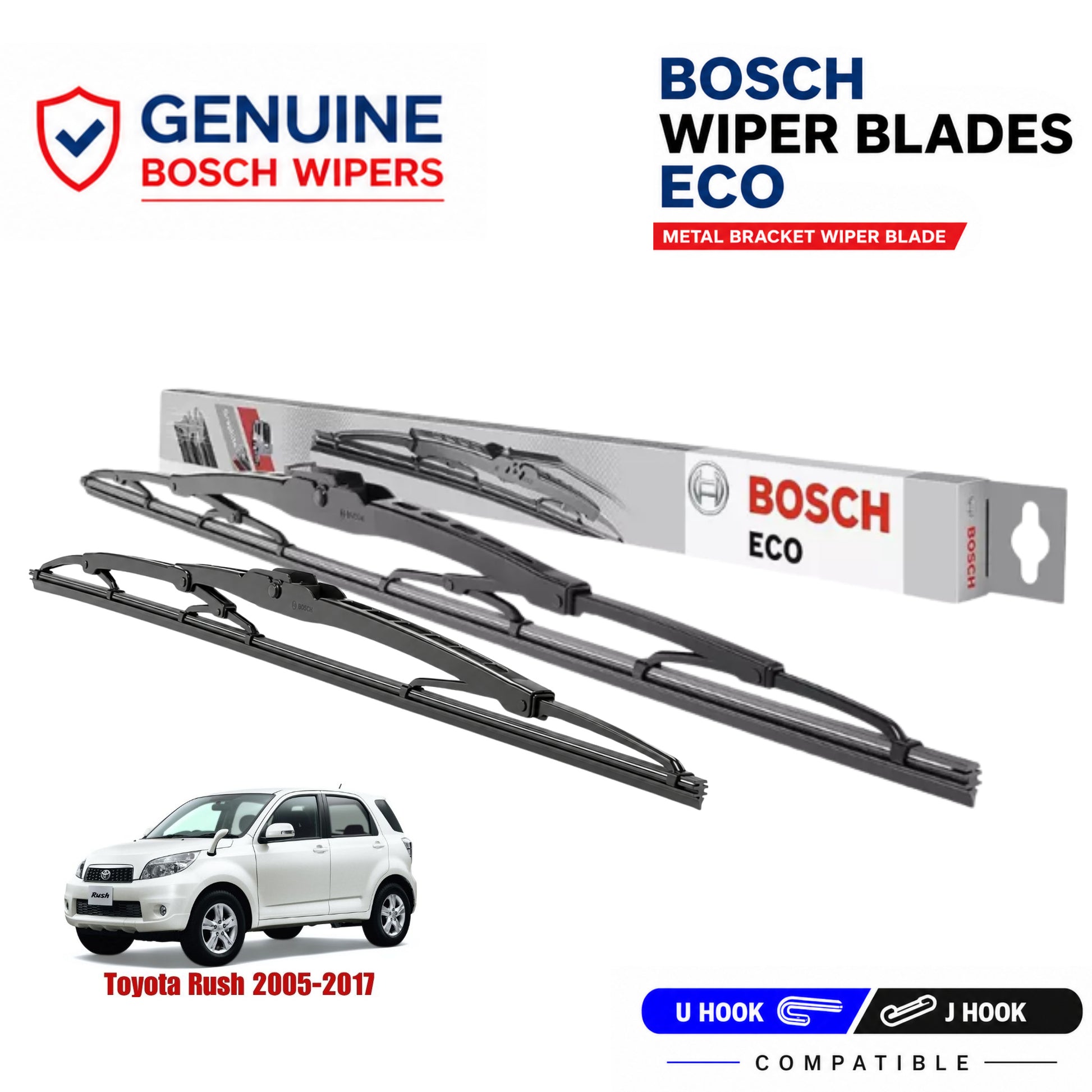 Bosch Genuine metal front wiper set for Toyota Rush 2005-2017, pair of two