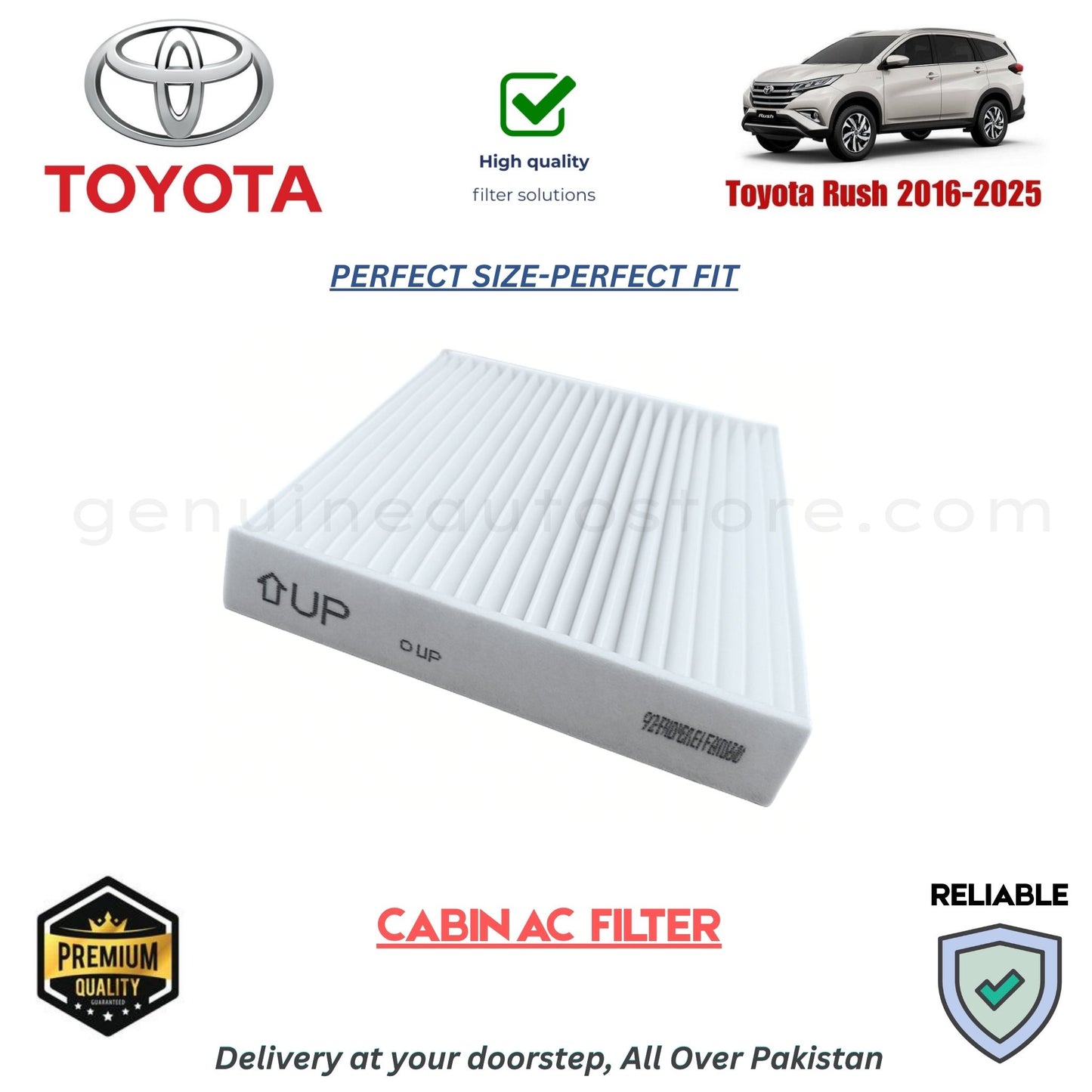 Toyota Rush 2016-2025 CABIN AC FILTER in Pakistan. 100% Genuine, Reliable, Best Price, Cash on Delivery Available 
