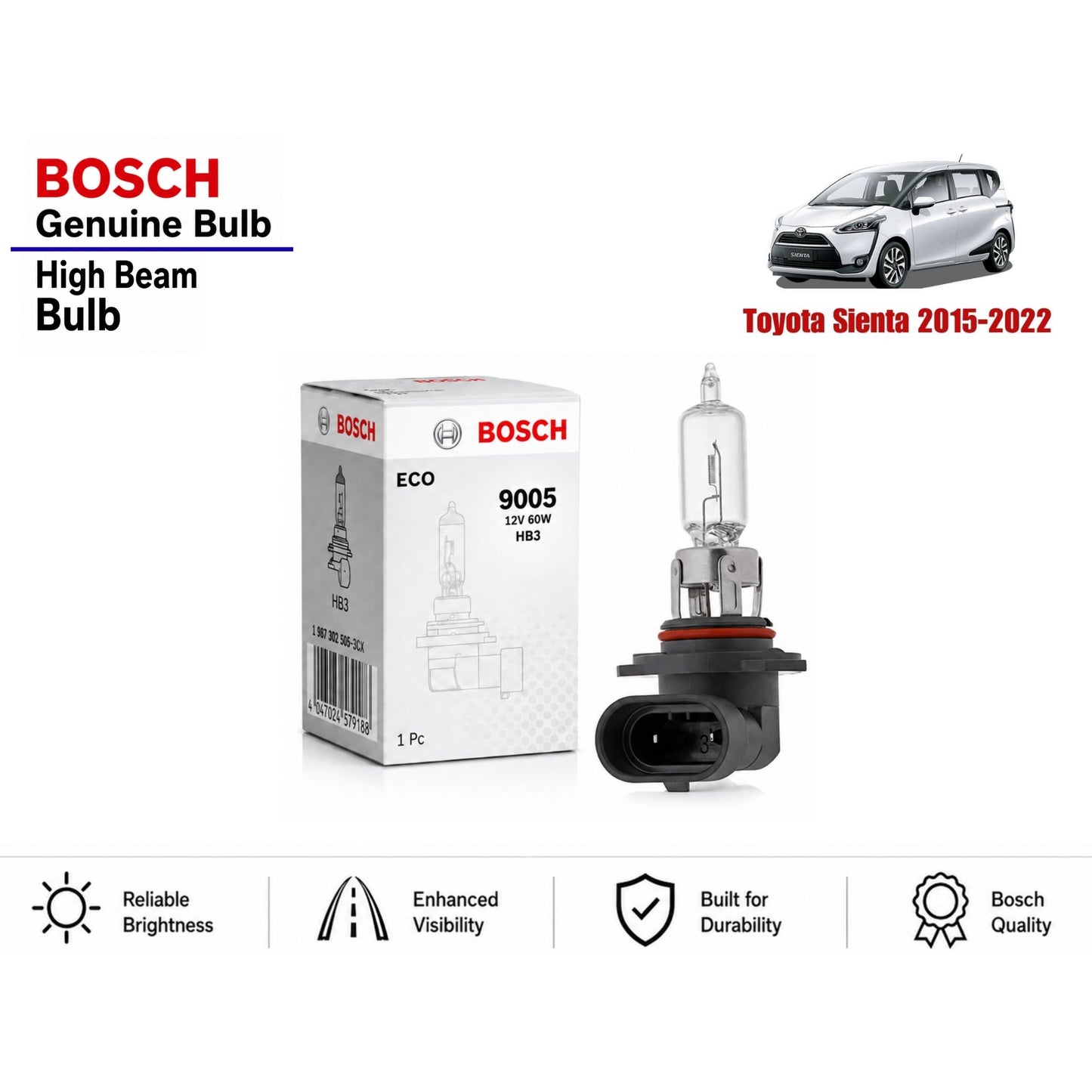 Toyota Sienta 2015-2022 High Beam Headlight Bulb Bosch in Pakistan
