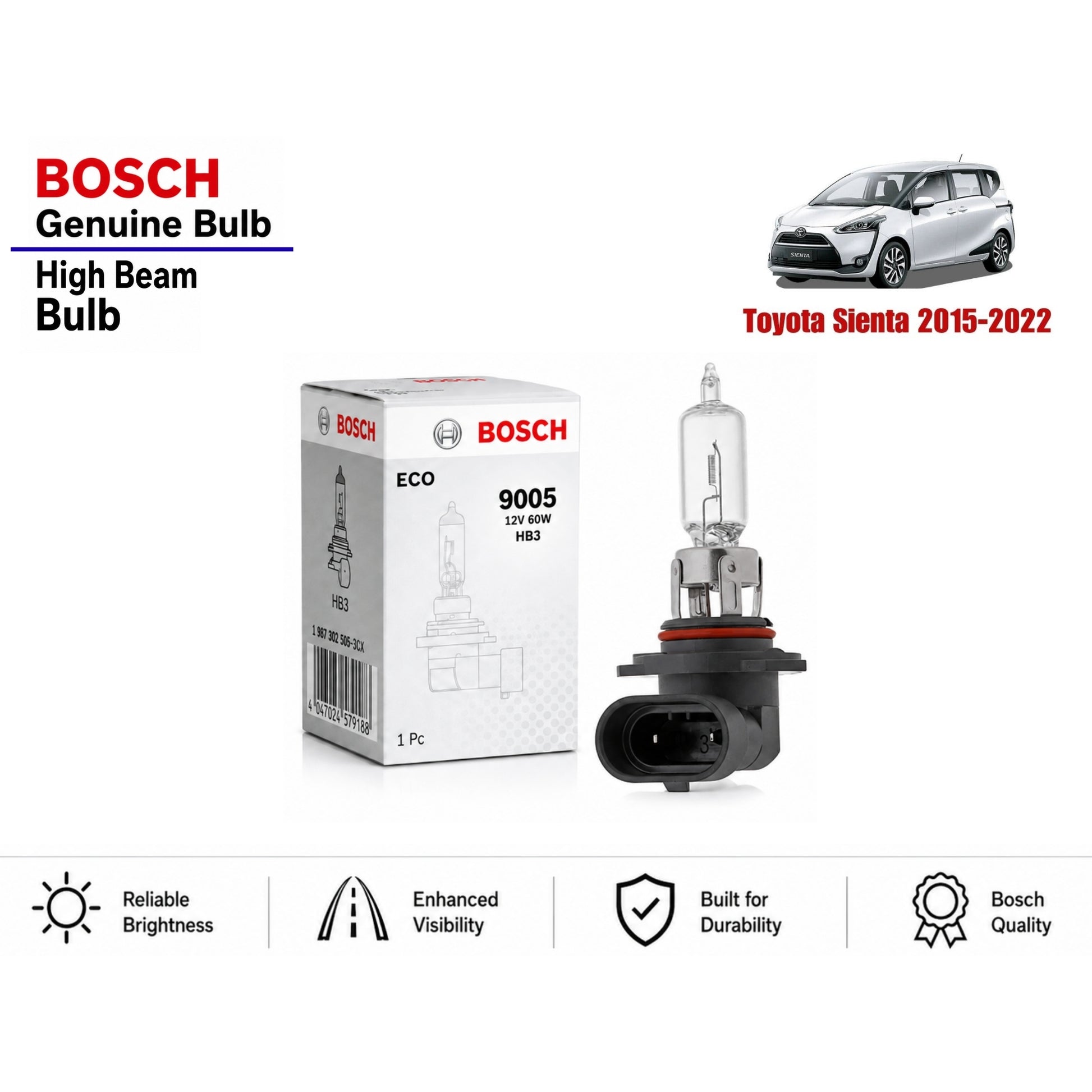 Toyota Sienta 2015-2022 High Beam Headlight Bulb Bosch in Pakistan