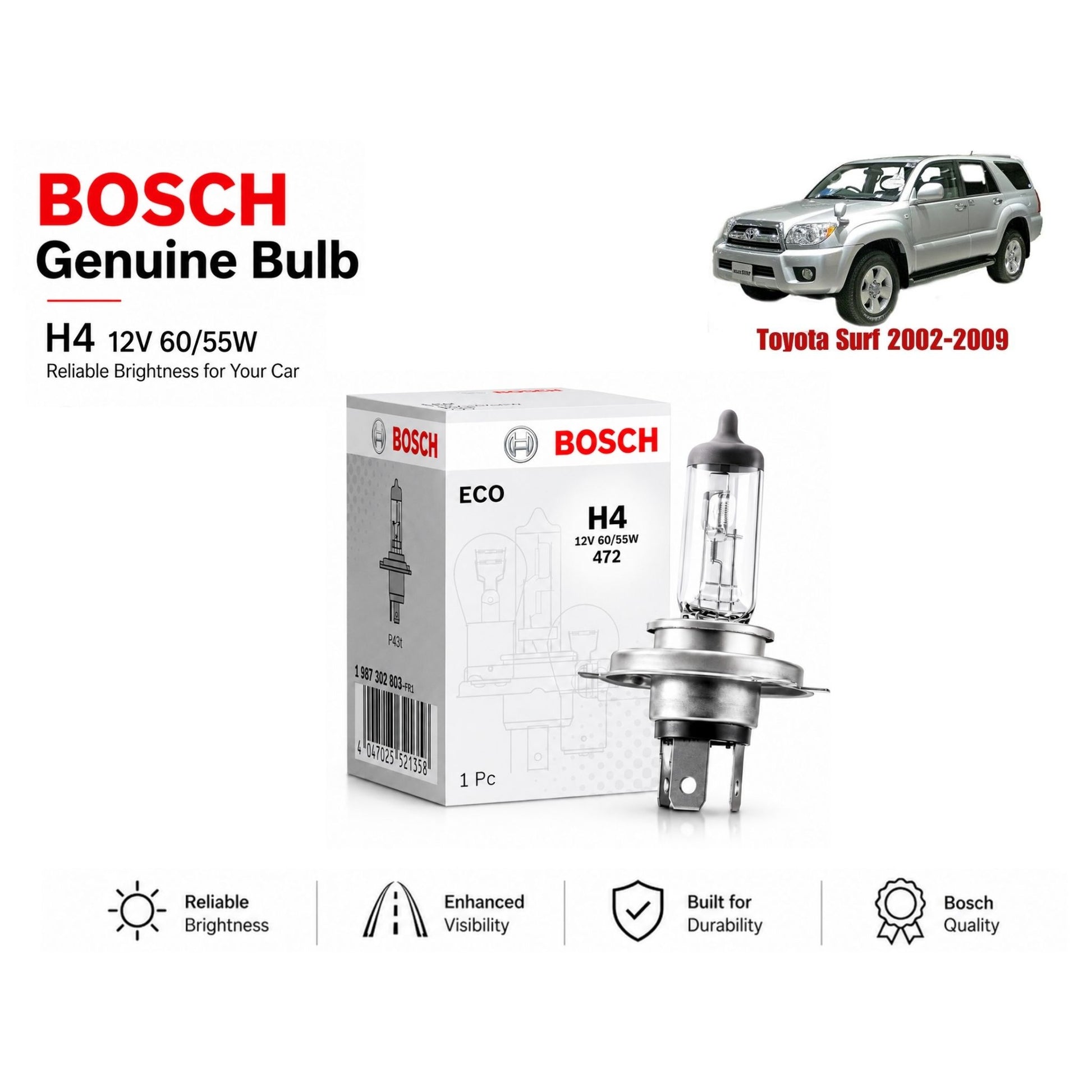 Toyota Surf 2002-2009 Headlight Bulb Bosch in Pakistan