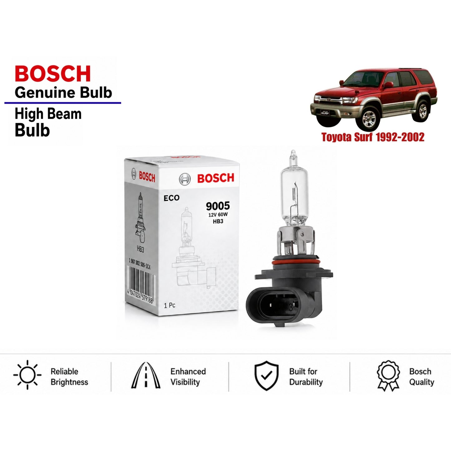Toyota Surf 2002-2009 High Beam Headlight Bulb Bosch in Pakistan