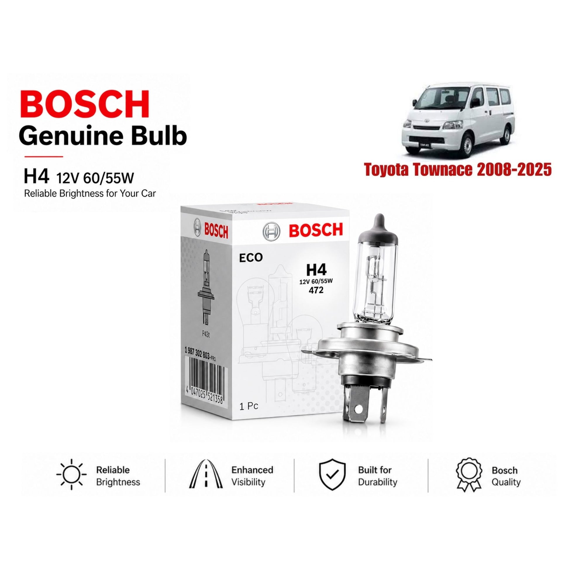 Toyota Townace 2008-2025 Headlight Bulb Bosch in Pakistan
