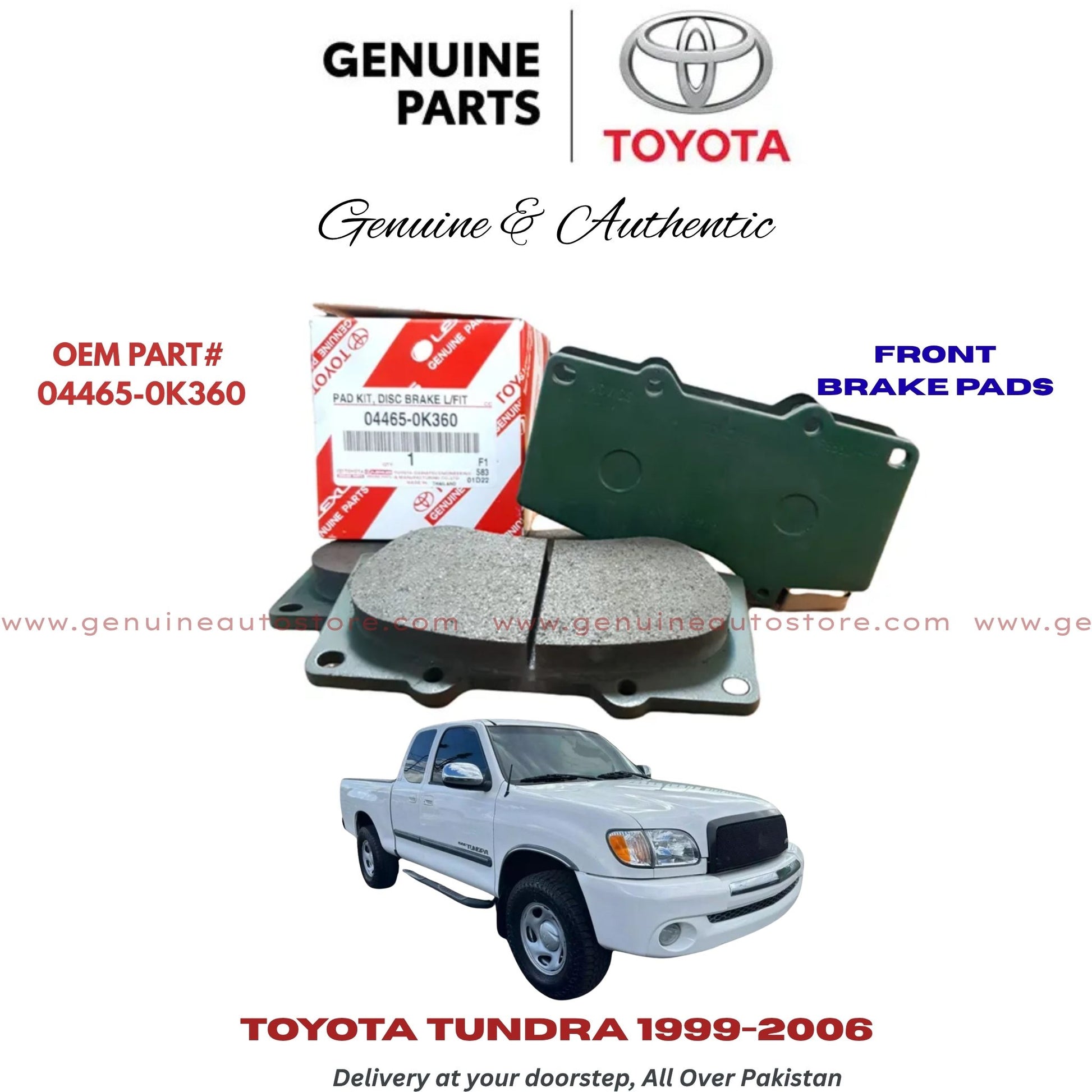 Toyota Tundra 1999-2006 Genuine Front Brake Pads 04465-0K360 Pakistan