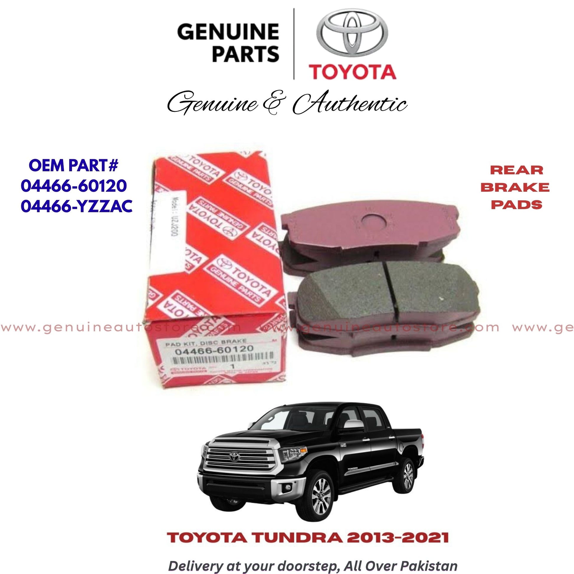 Toyota Tundra 2013-2021 Genuine Rear Brake Pads 04466-60120 Pakistan