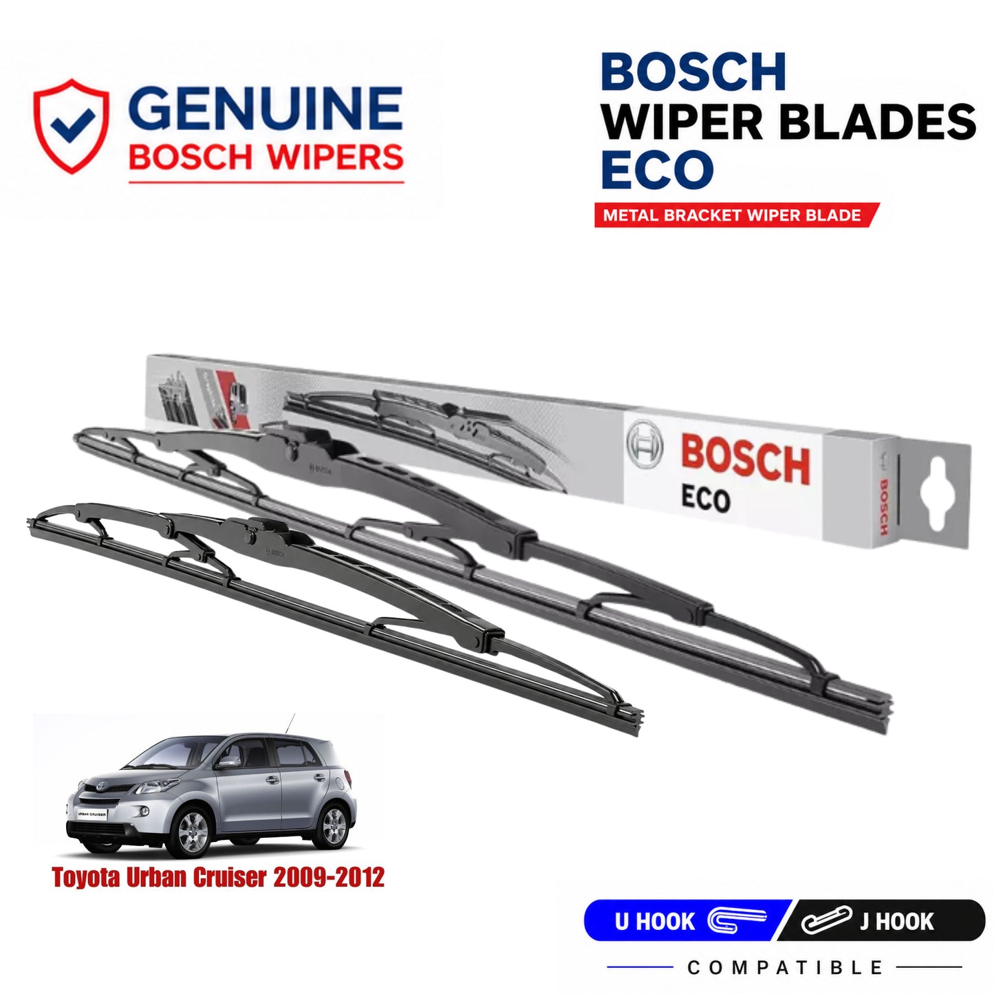 Bosch Genuine metal front wiper set for Toyota Urban Cruiser 2009-2012, pair of two